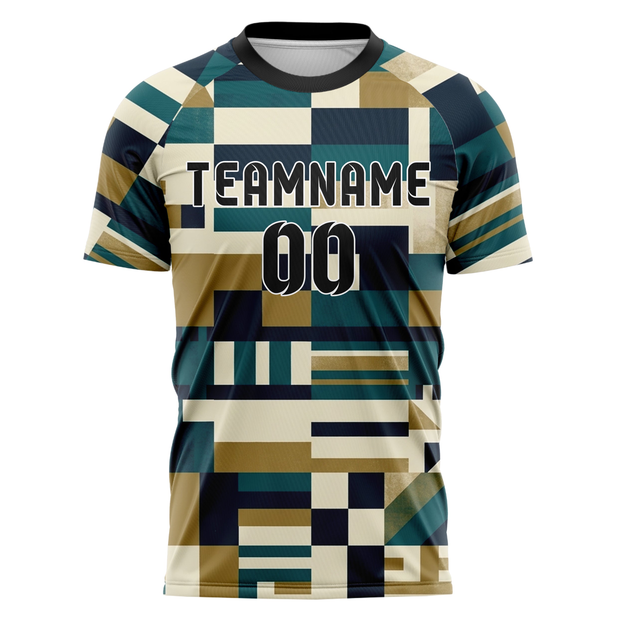 Cream Navy Teal Brass Signal Flag Panels Custom Soccer Jersey