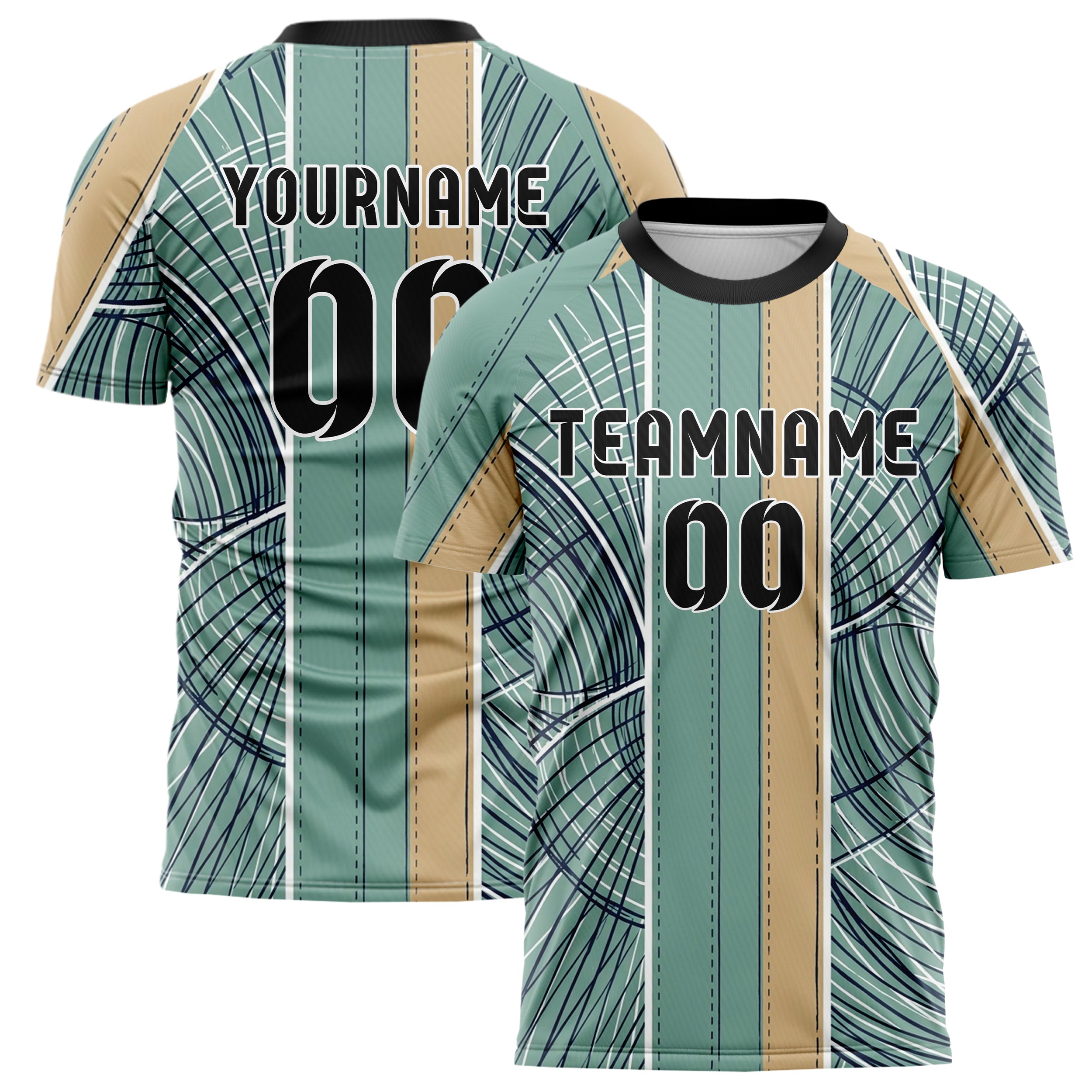 Sea Green White Navy Sand Sailcloth Seam Sweep Custom Soccer Jersey