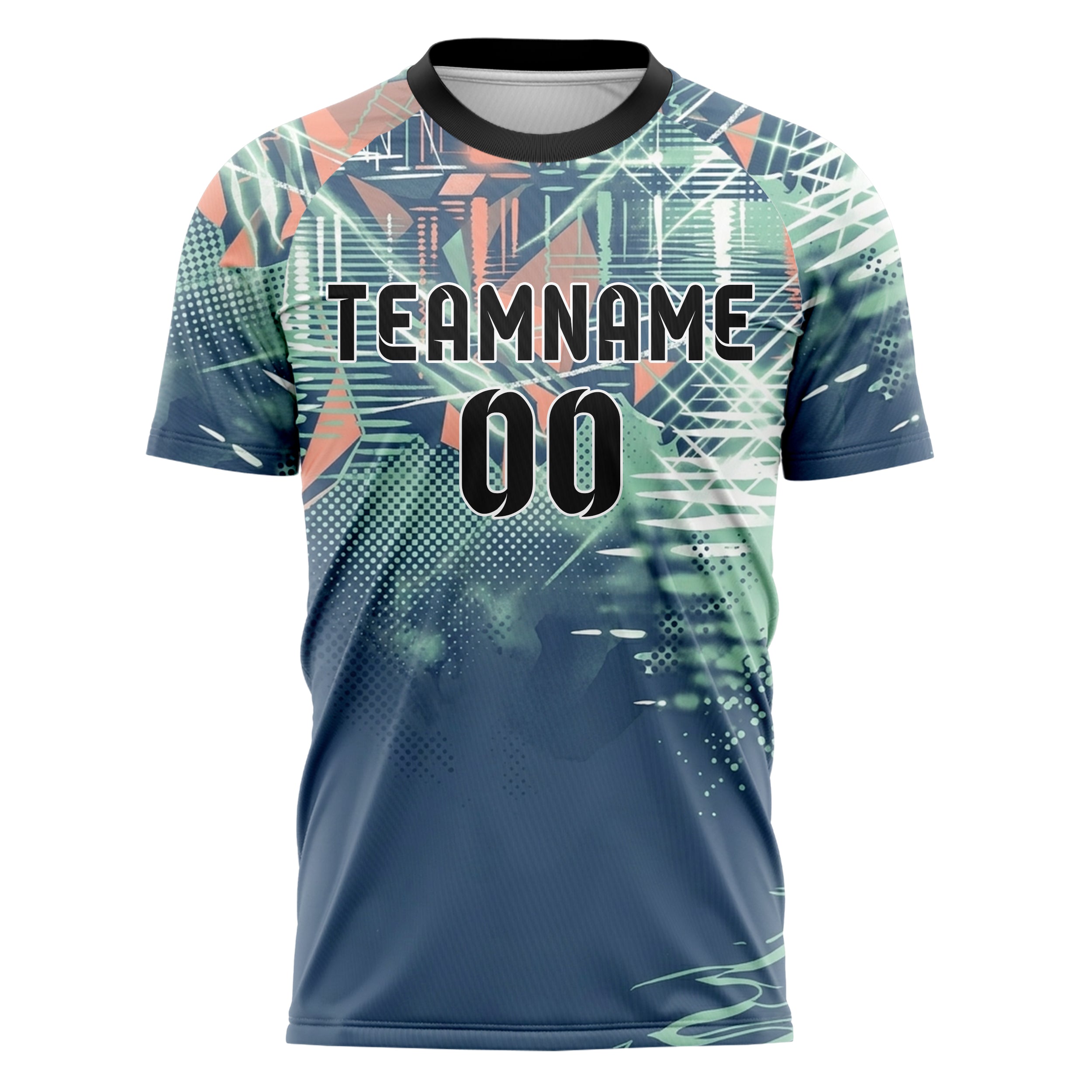 Slate Blue White Seafoam Coral Harbor Light Reflections Custom Soccer Jersey