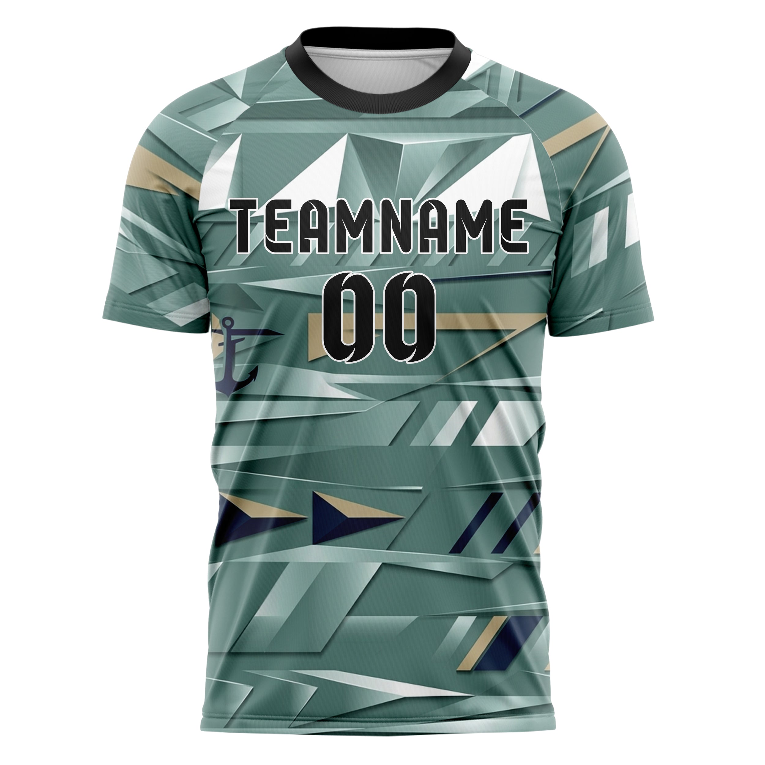 Sea Green White Navy Sand Yachtclub Crest Bands Custom Soccer Jersey