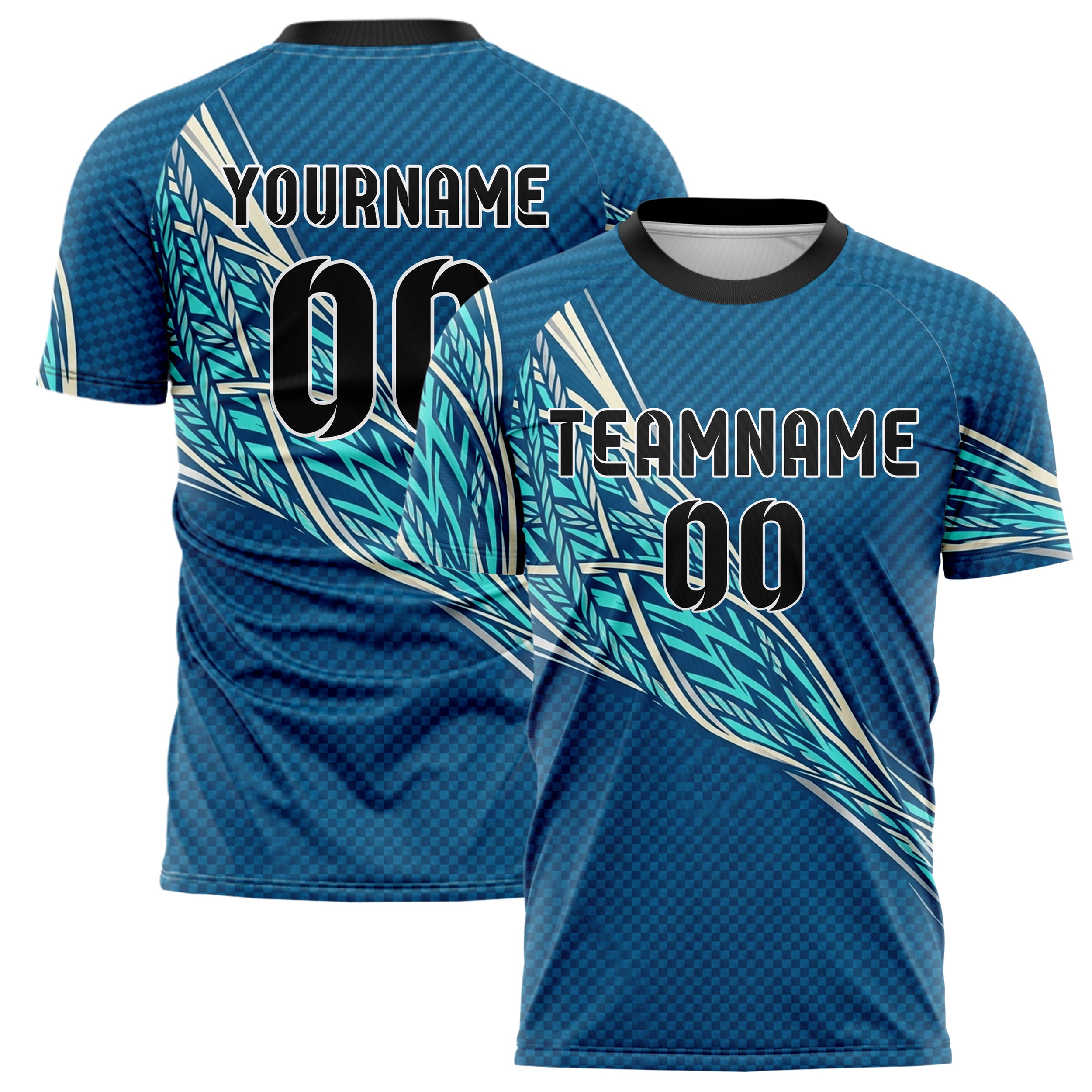 Ocean Blue Aqua Cream Silver Rope Tension Lattice Custom Soccer Jersey