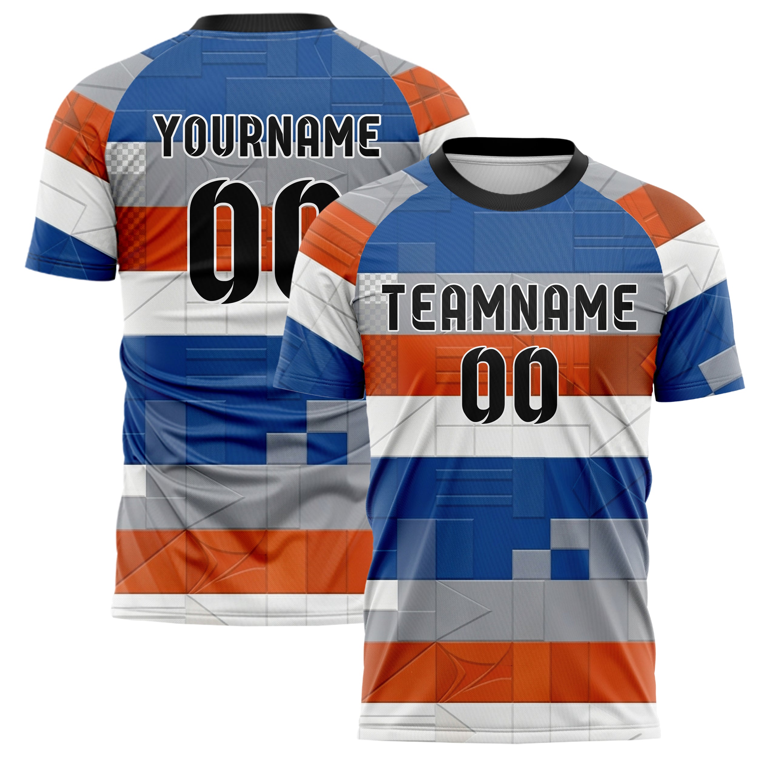 Cobalt Orange White Grey Signal Flag Panels Custom Soccer Jersey