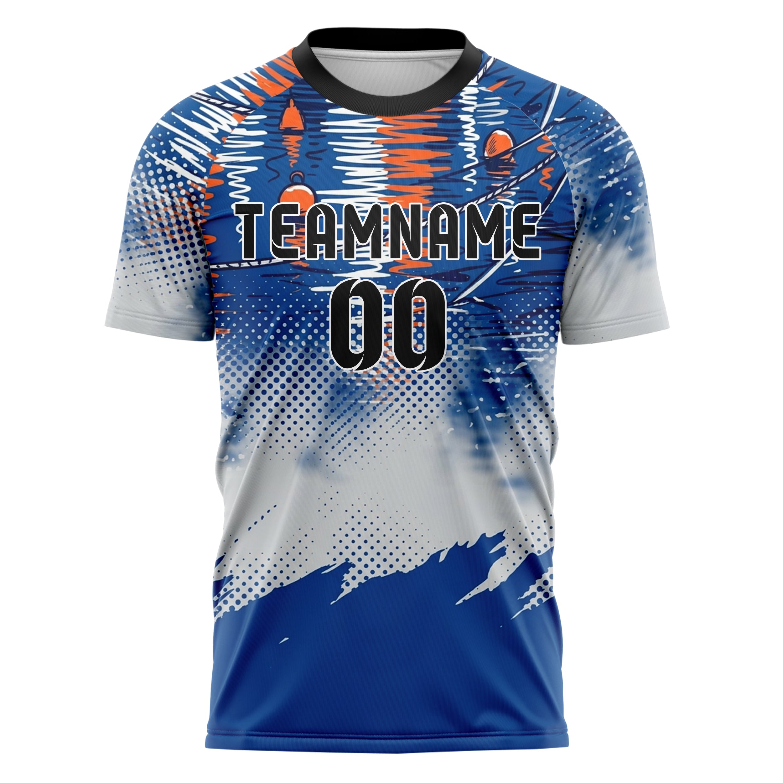 Cobalt Orange White Grey Harbor Light Reflections Custom Soccer Jersey