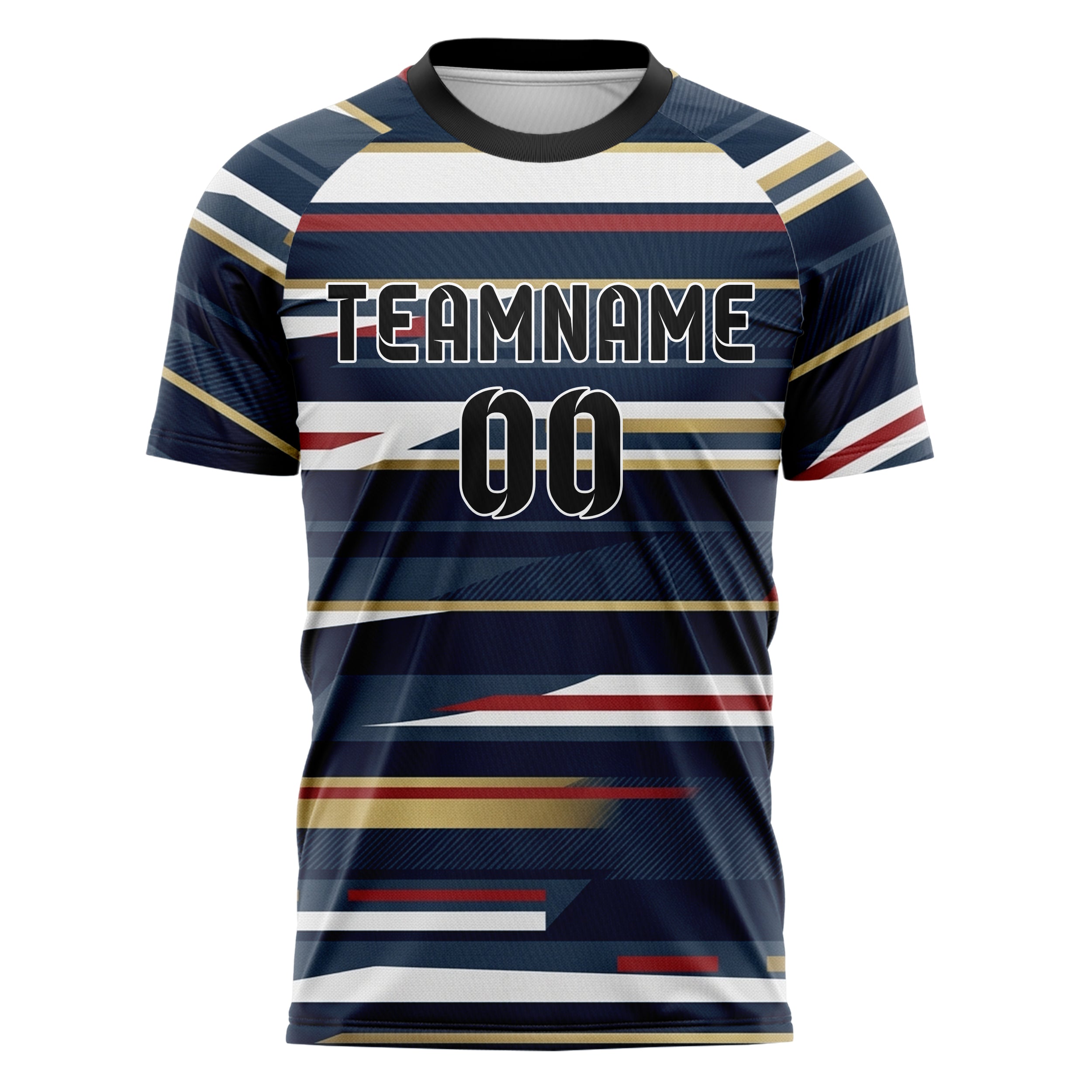 Navy White Red Gold Yachtclub Crest Bands Custom Soccer Jersey