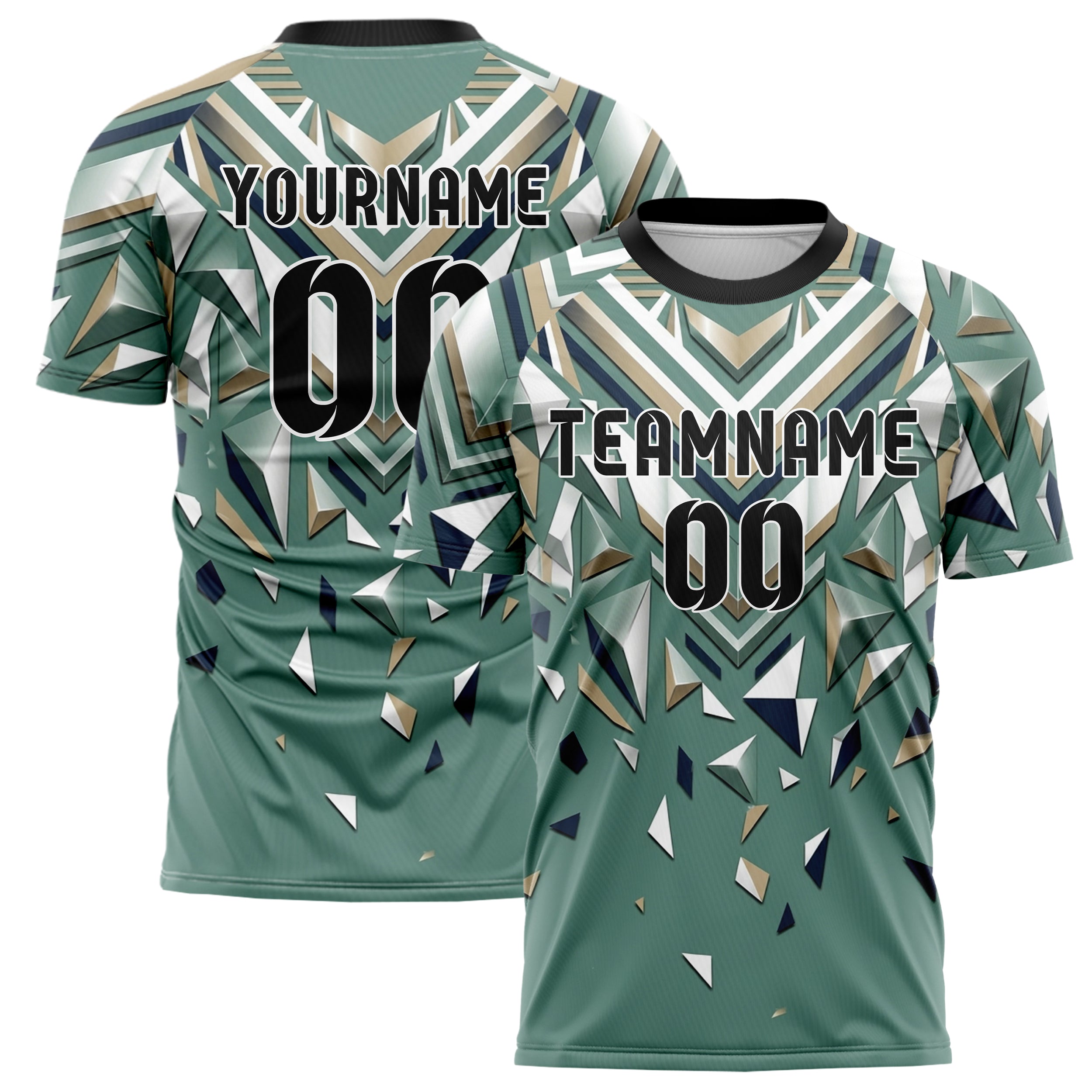 Sea Green White Navy Sand Regatta Stripe Navigation Custom Soccer Jersey