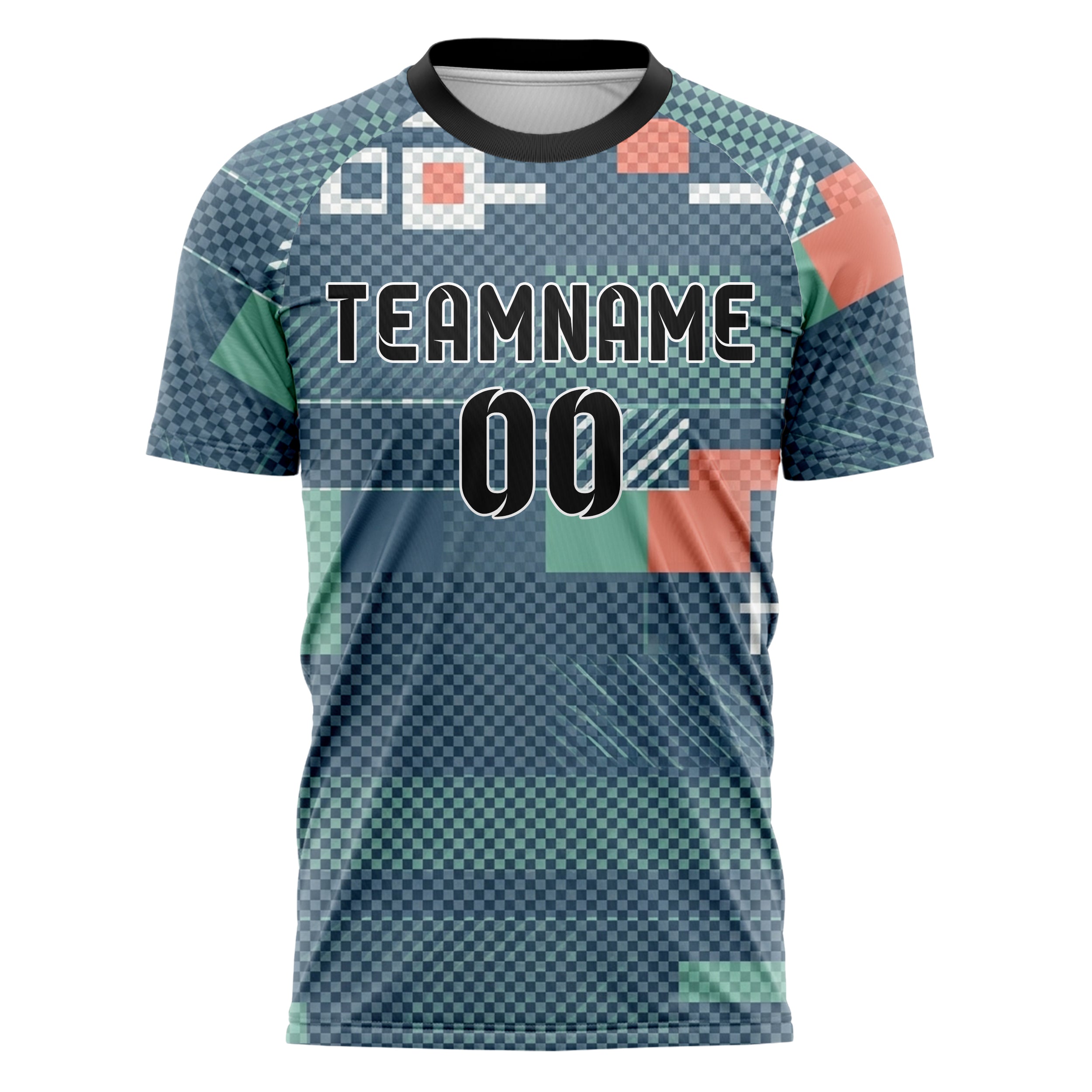 Slate Blue White Seafoam Coral Signal Flag Panels Custom Soccer Jersey