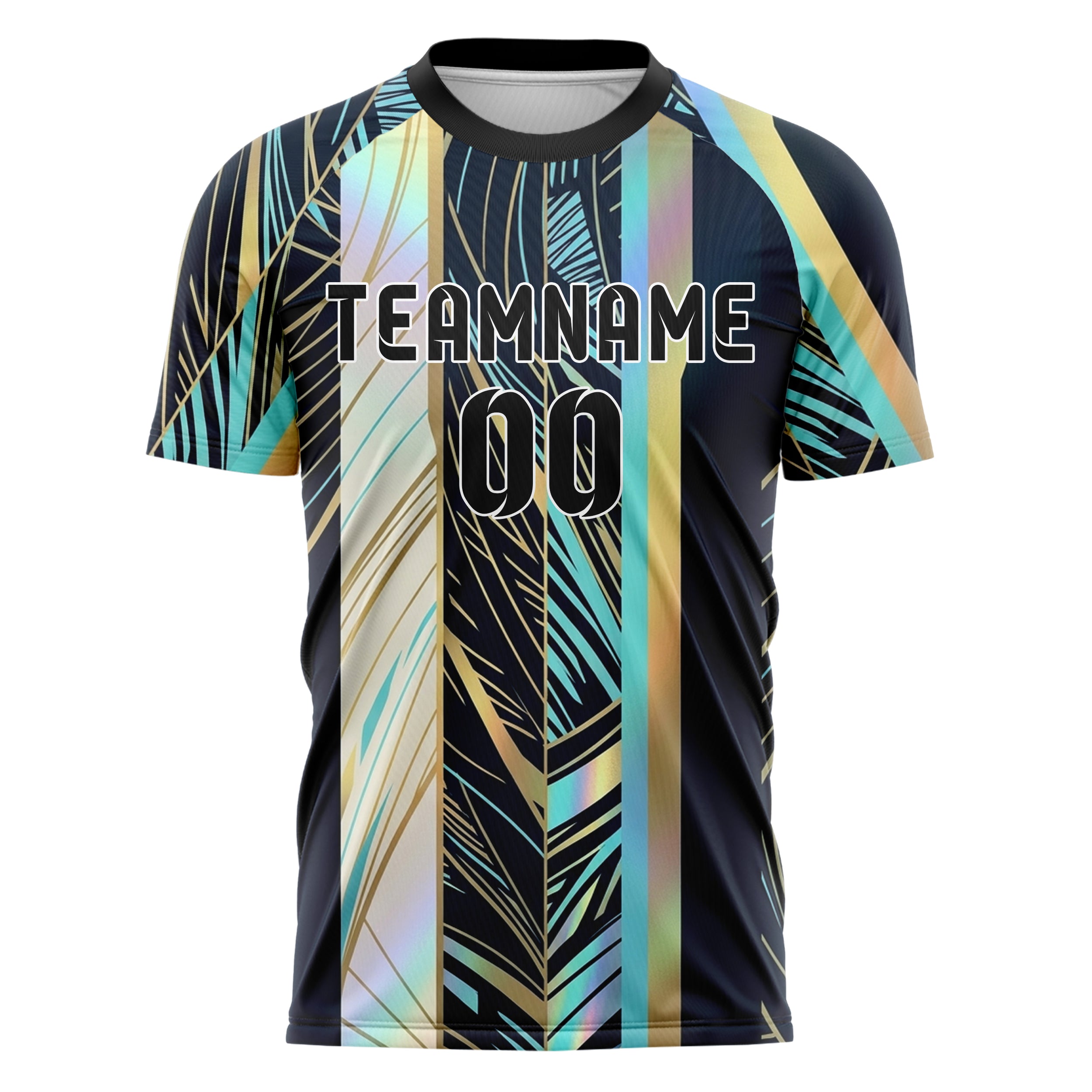 Midnight Gold Ivory Cyan Sailcloth Seam Sweep Custom Soccer Jersey