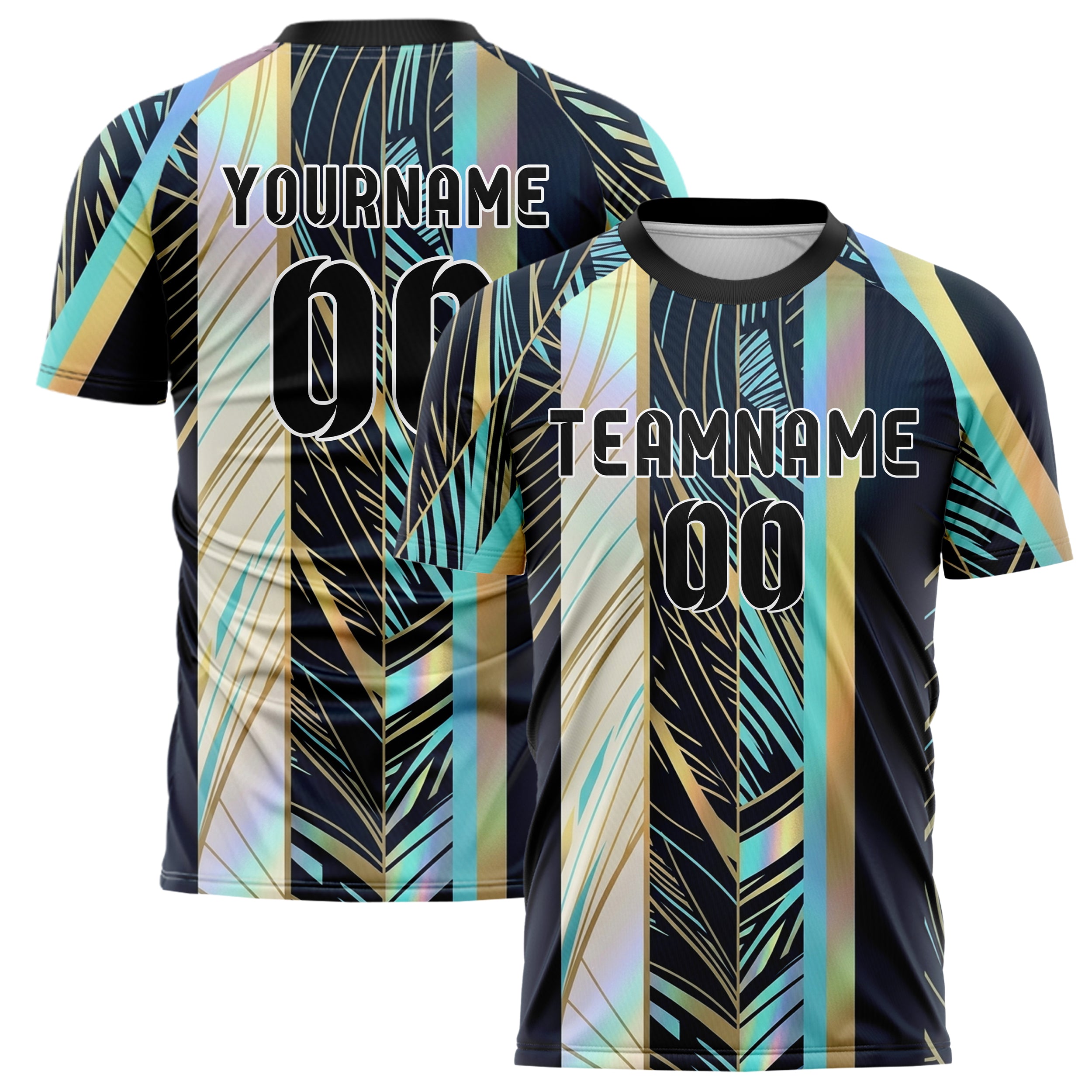 Midnight Gold Ivory Cyan Sailcloth Seam Sweep Custom Soccer Jersey