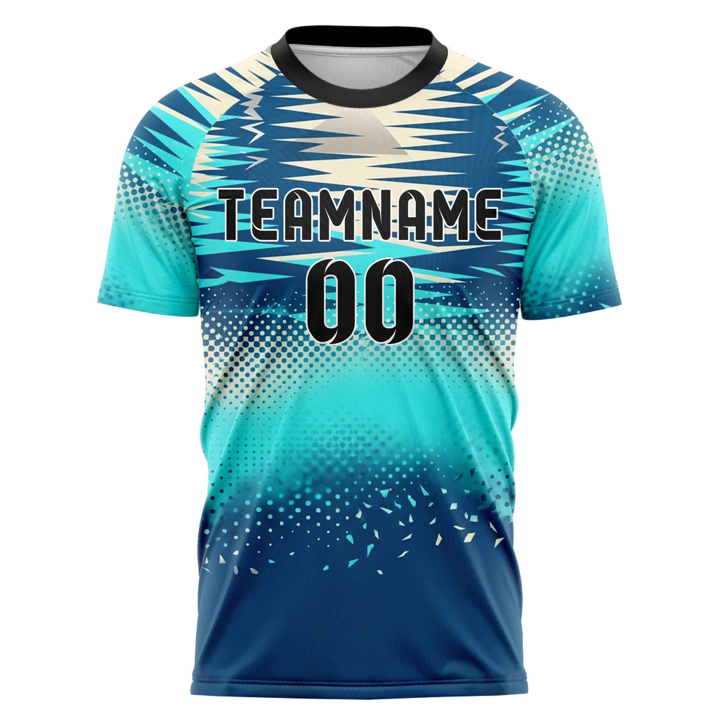 Ocean Blue Aqua Cream Silver Harbor Light Reflections Custom Soccer Jersey