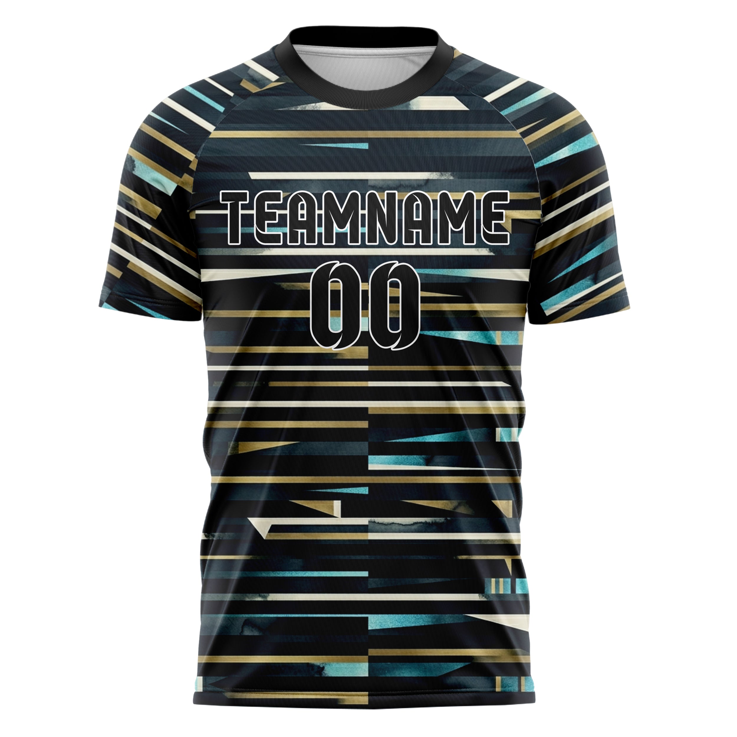 Midnight Gold Ivory Cyan Yachtclub Crest Bands Custom Soccer Jersey
