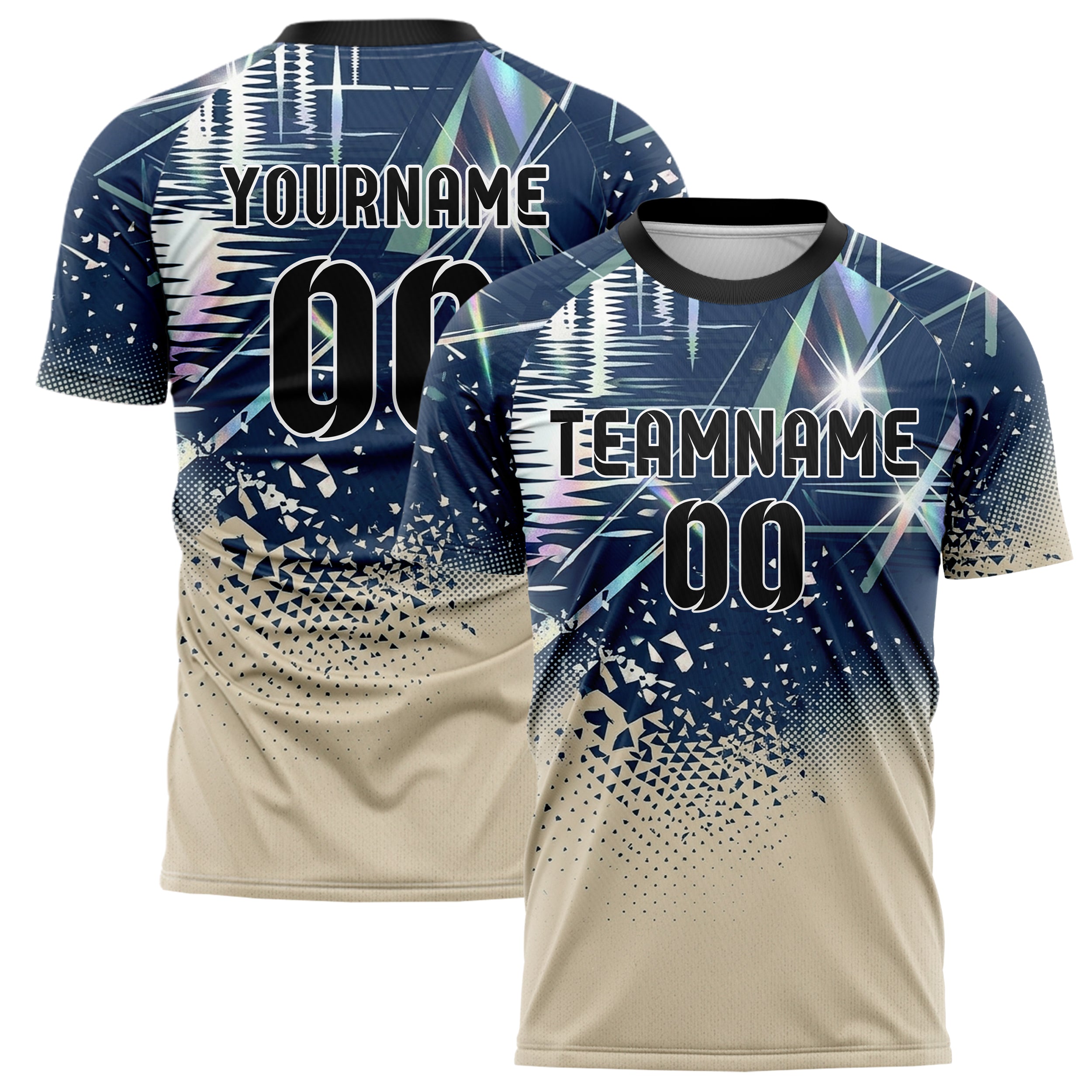 Sea Green White Navy Sand Harbor Light Reflections Custom Soccer Jersey