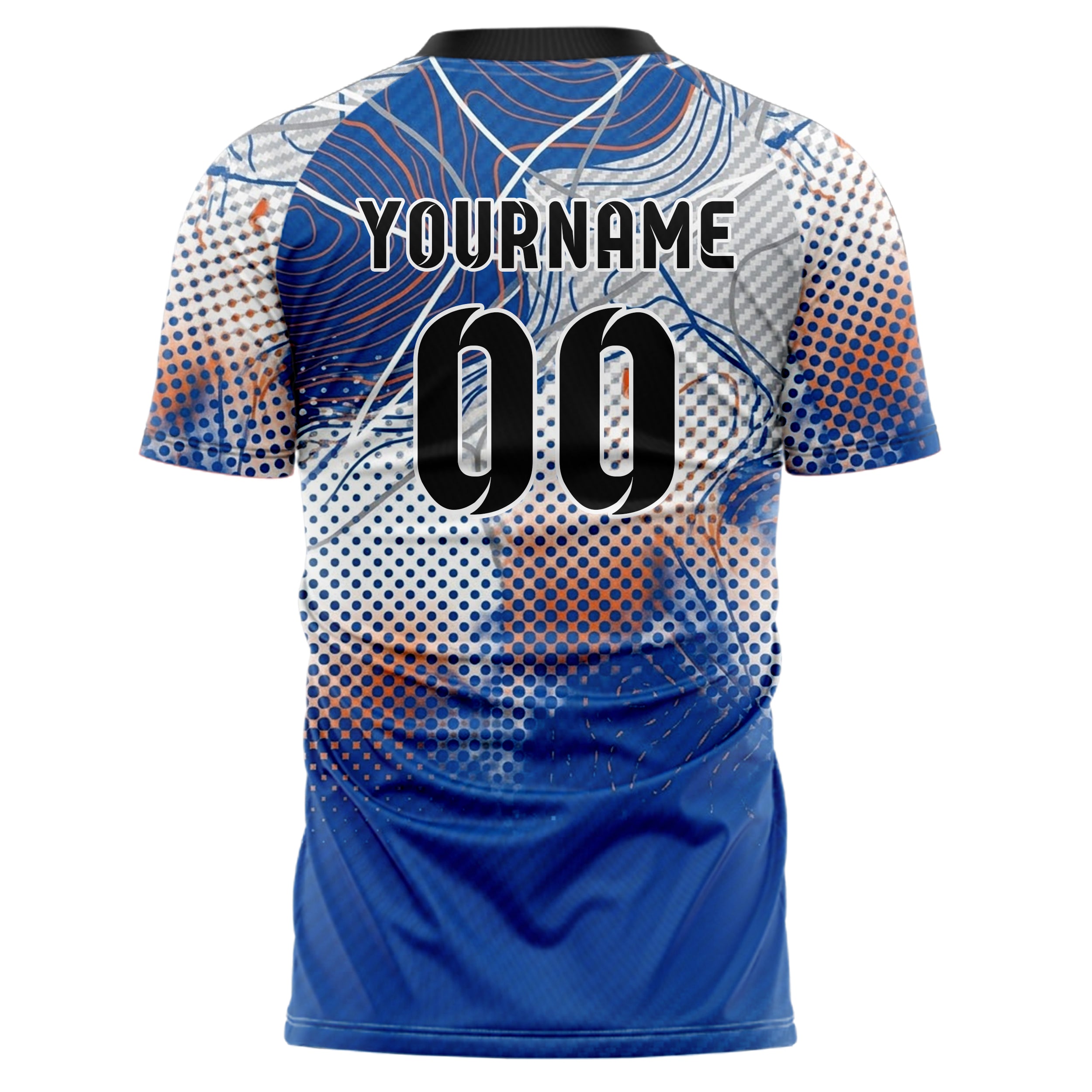 Cobalt Orange White Grey Ocean Chart Drift Custom Soccer Jersey