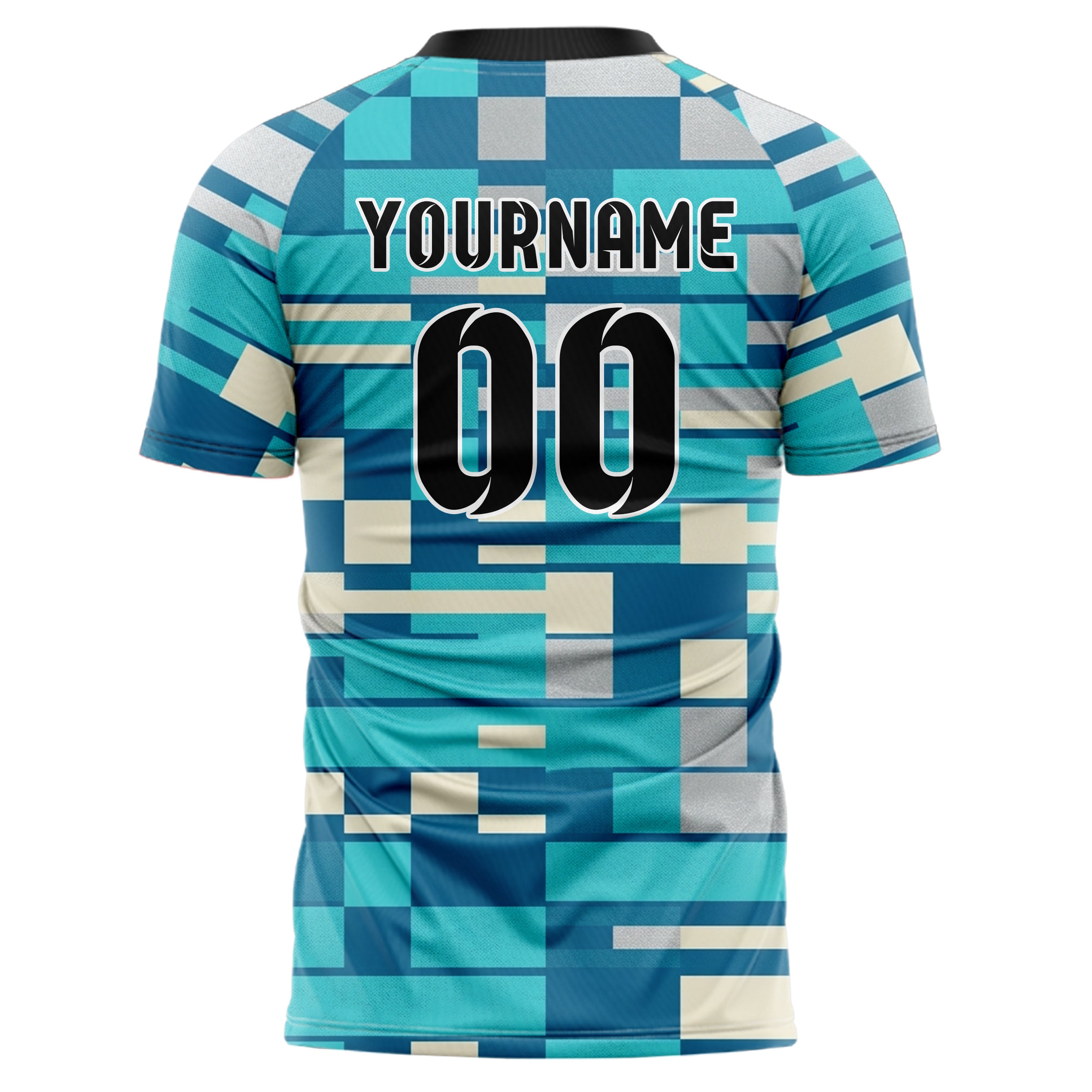 Ocean Blue Aqua Cream Silver Signal Flag Panels Custom Soccer Jersey