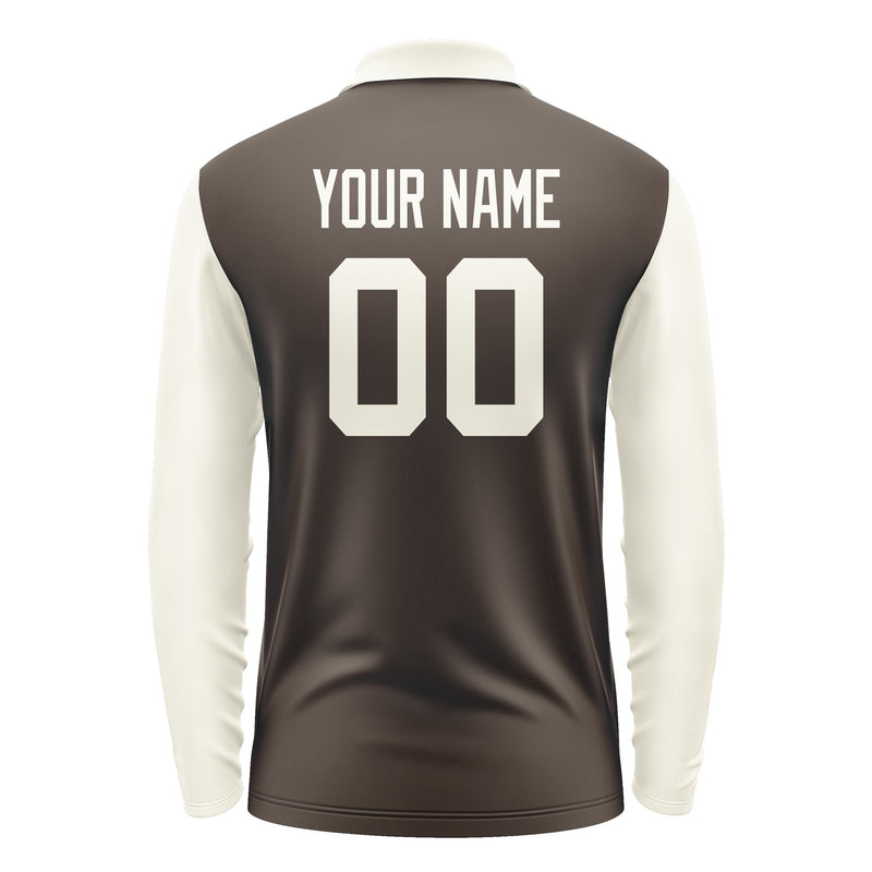 Custom Brown Cream Long Sleeve Polo Shirt Pl010303B103