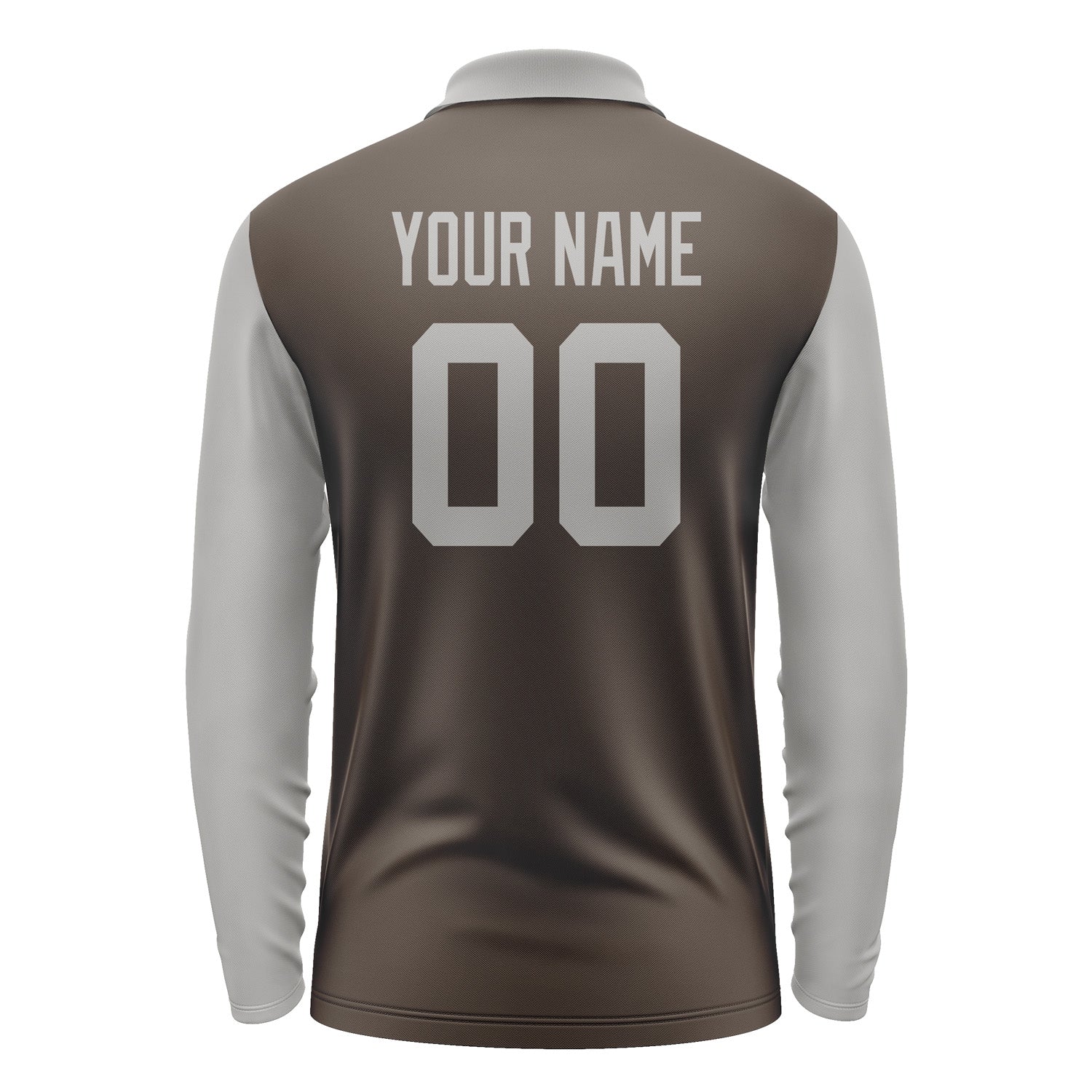 Custom Brown Gray Long Sleeve Polo Shirt Pl010404B104