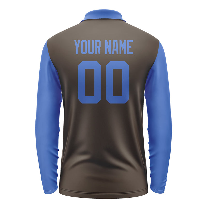 Custom Brown Sky Blue Long Sleeve Polo Shirt Pl010909B109