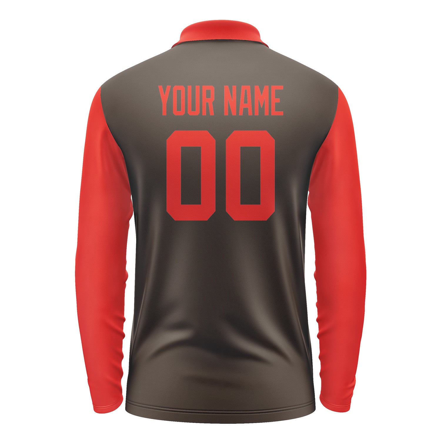 Custom Brown Orange Red Long Sleeve Polo Shirt Pl011212B112