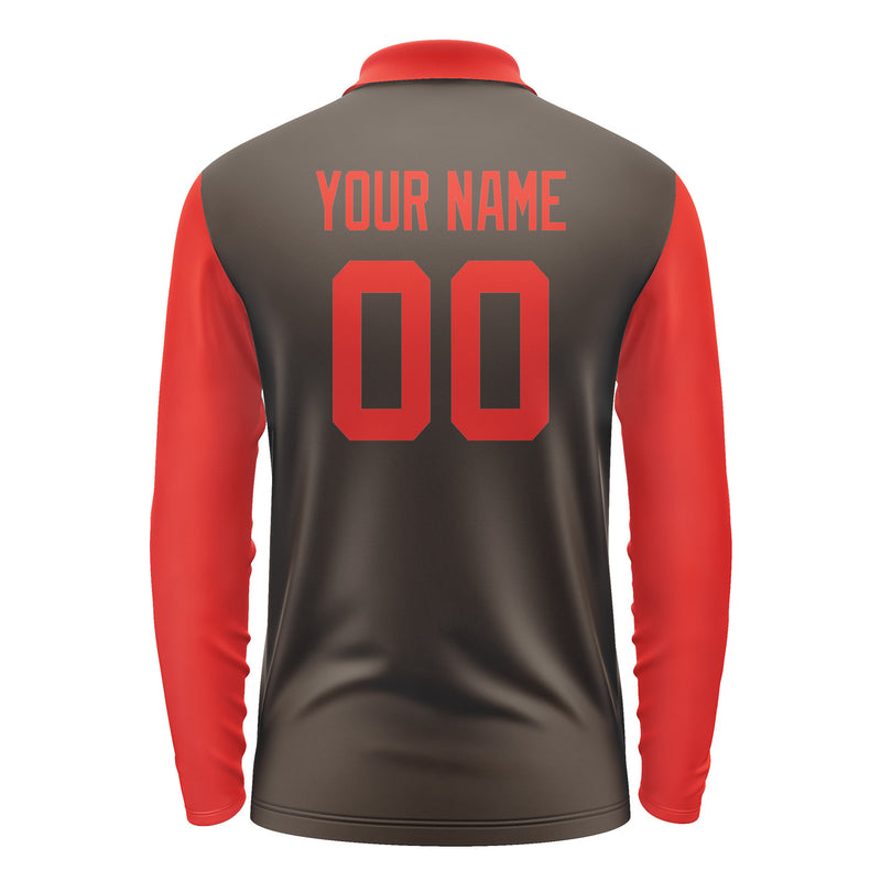 Custom Brown Orange Red Long Sleeve Polo Shirt Pl011212B112