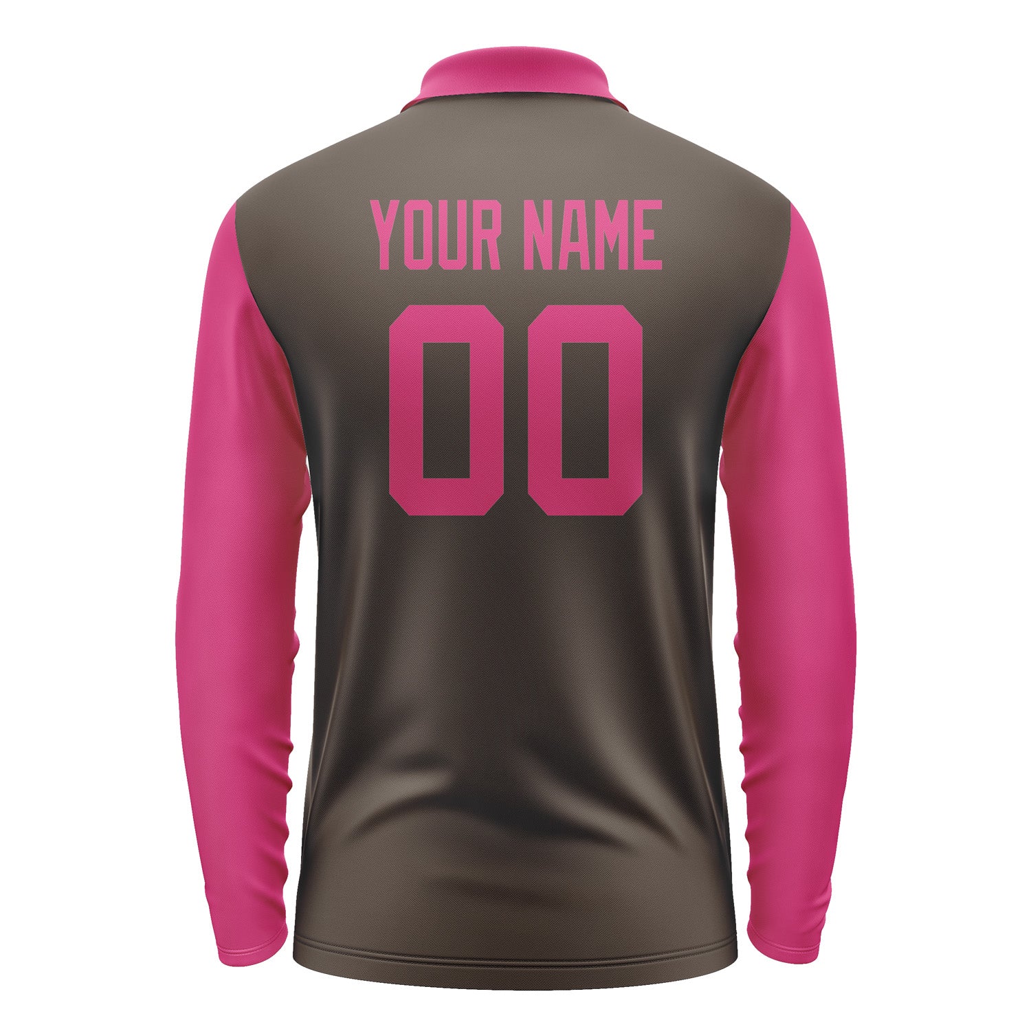 Custom Brown Pink Long Sleeve Polo Shirt Pl011313B113