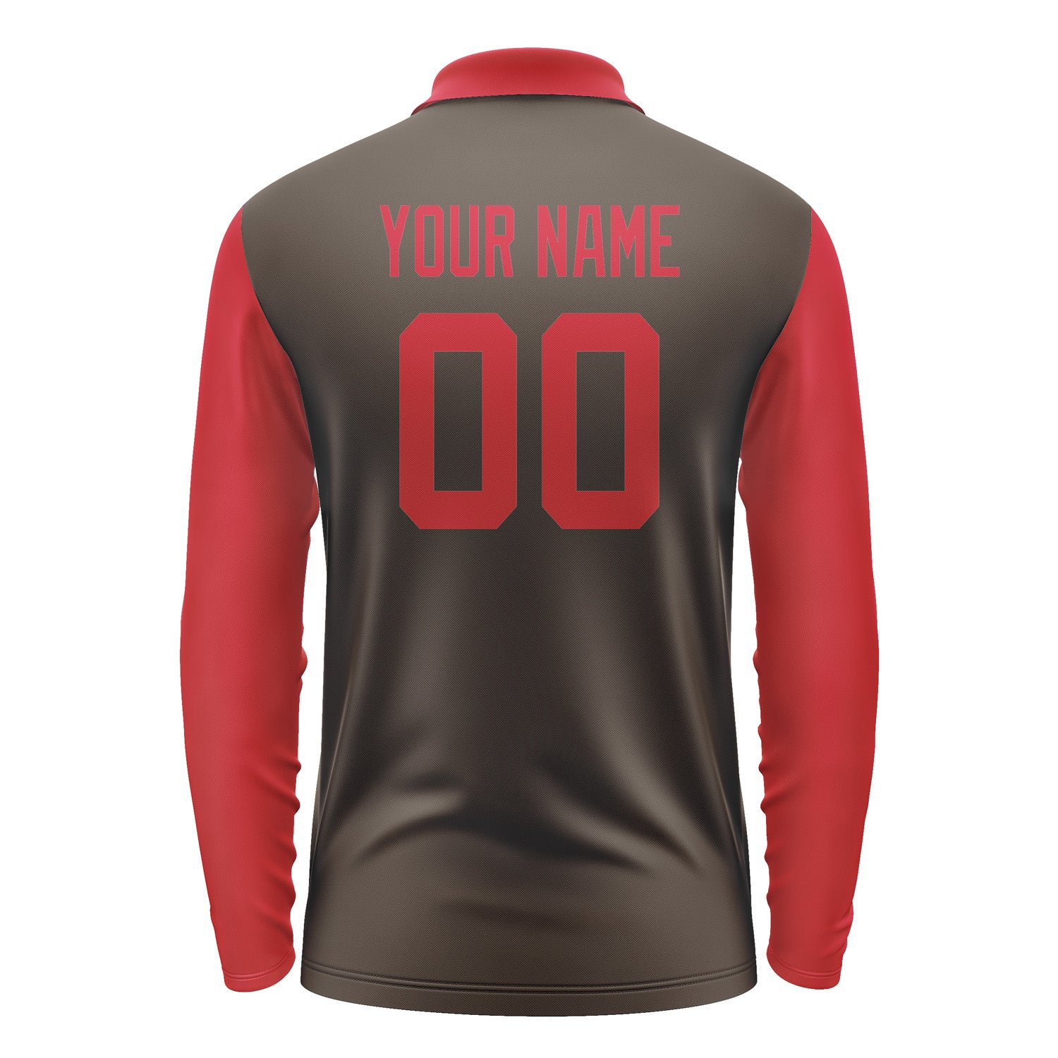Custom Brown Red Long Sleeve Polo Shirt Pl011414B114