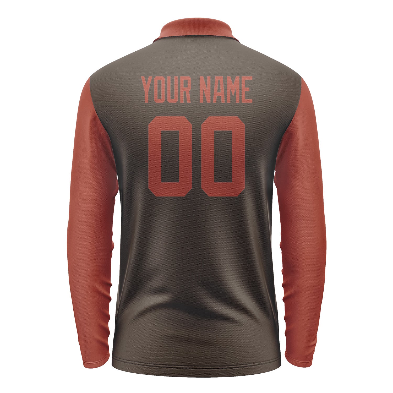 Custom Brown Coral Red Long Sleeve Polo Shirt Pl011616B116