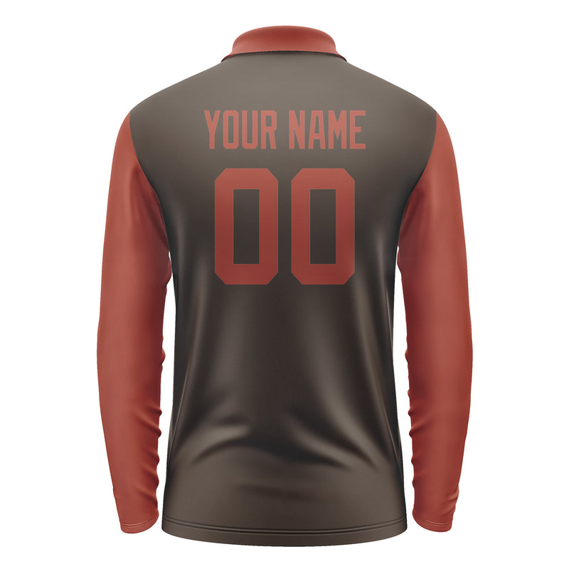 Custom Brown Coral Red Long Sleeve Polo Shirt Pl011616B116