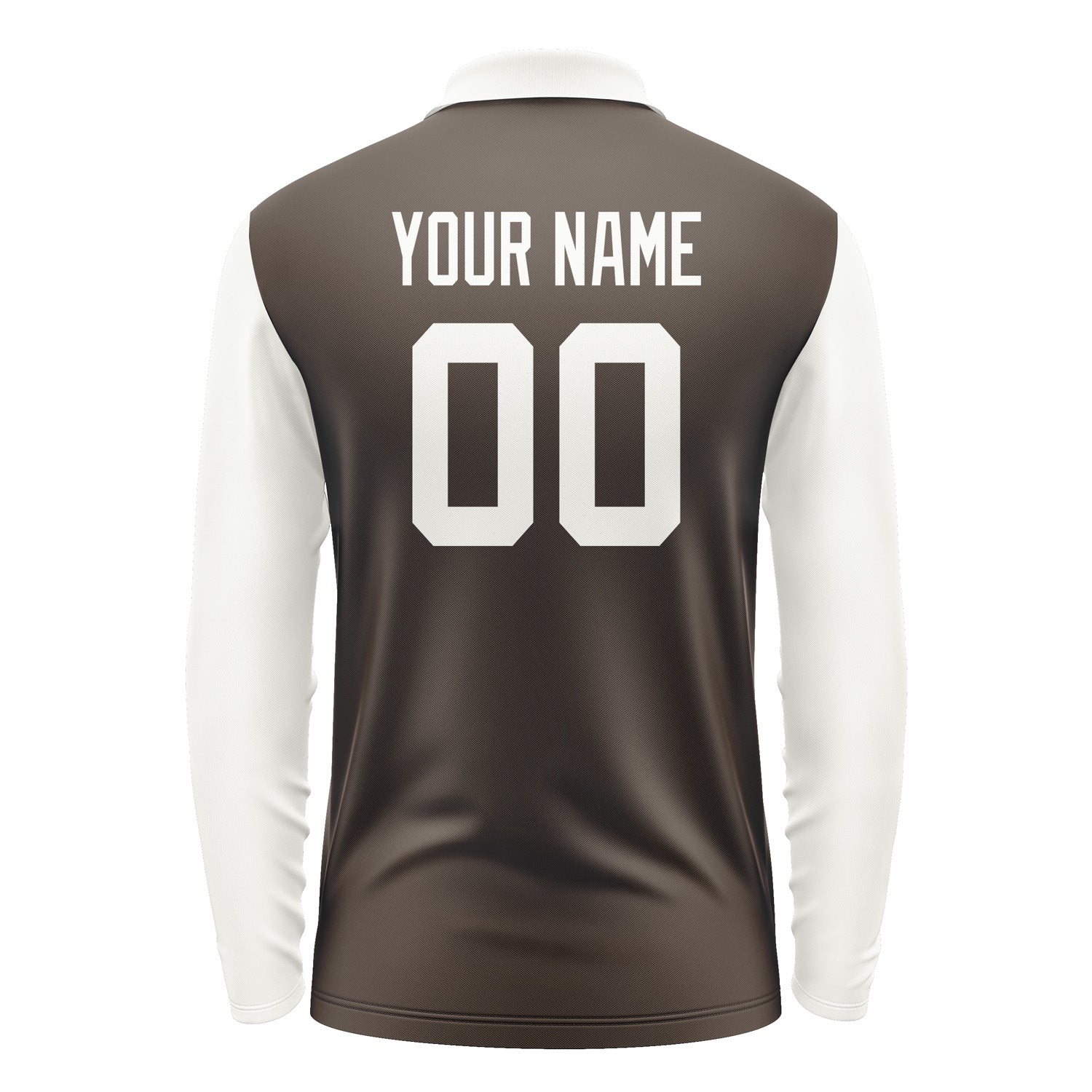 Custom Brown White Long Sleeve Polo Shirt Pl011818B118