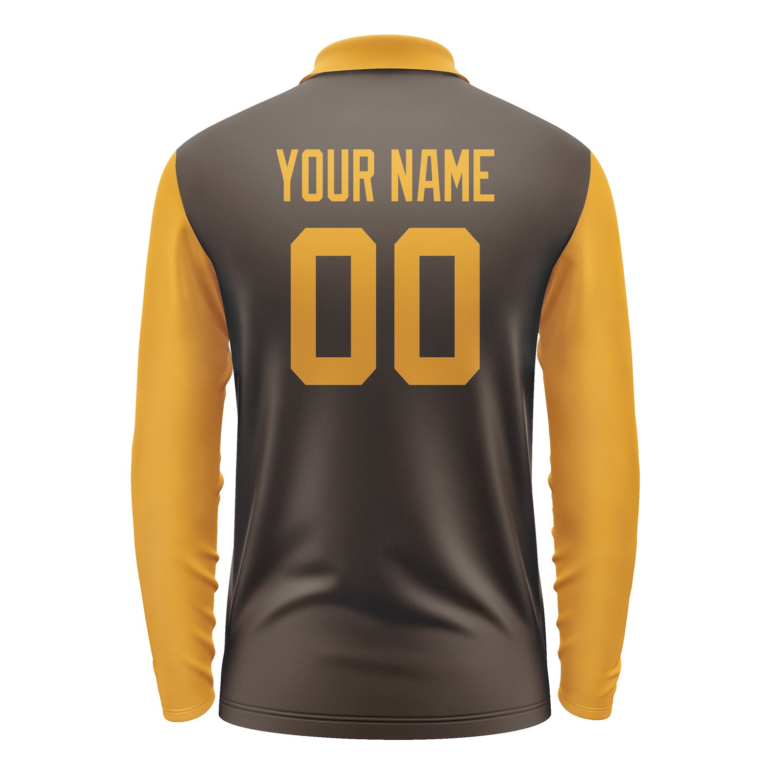 Custom Brown Yellow Long Sleeve Polo Shirt Pl011919B119
