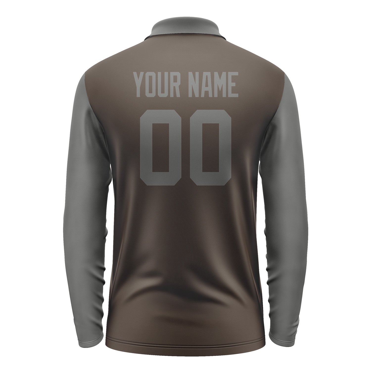 Custom Brown Dark Grey Long Sleeve Polo Shirt Pl012020B120