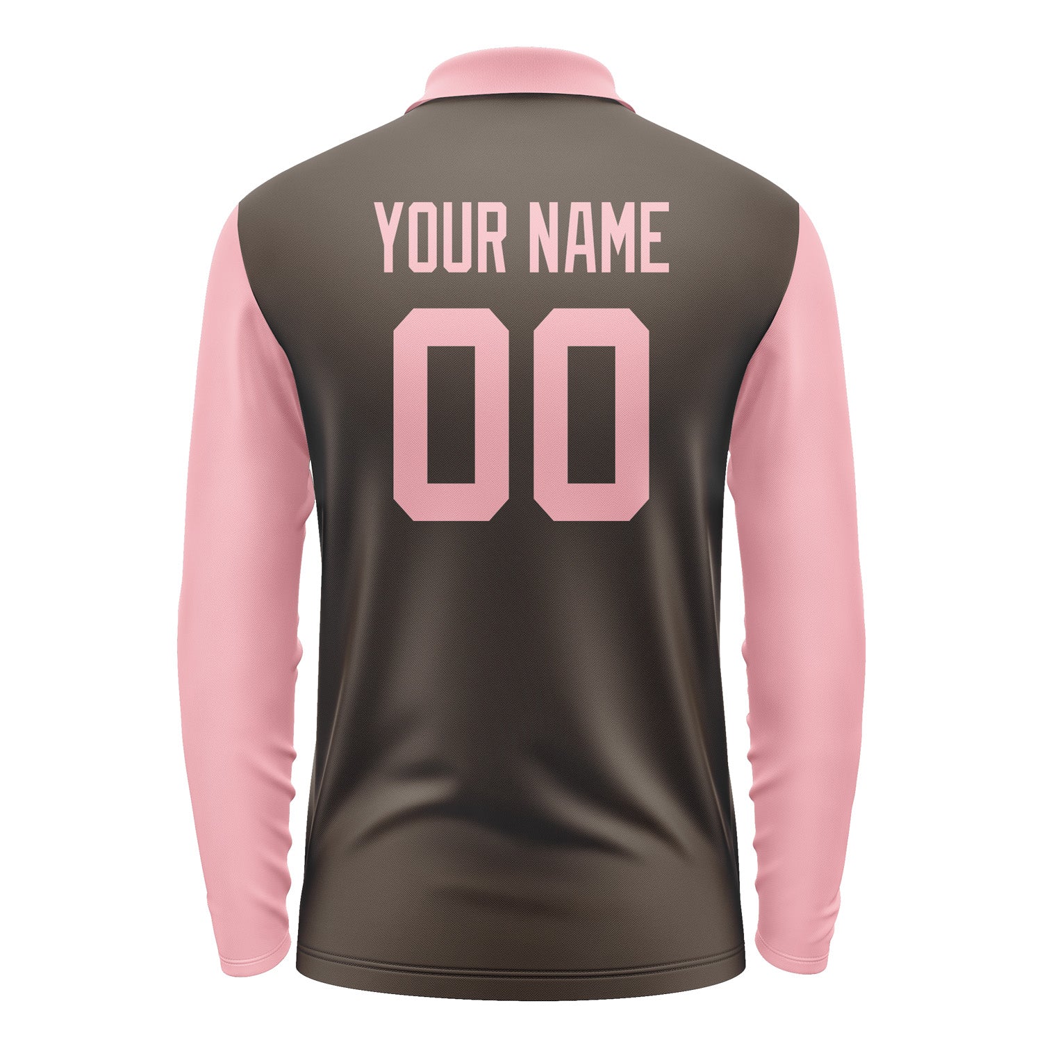 Custom Brown Light Pink Long Sleeve Polo Shirt Pl012121B121