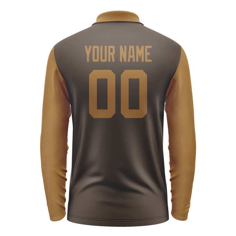 Custom Brown Khaki Long Sleeve Polo Shirt Pl012222B122
