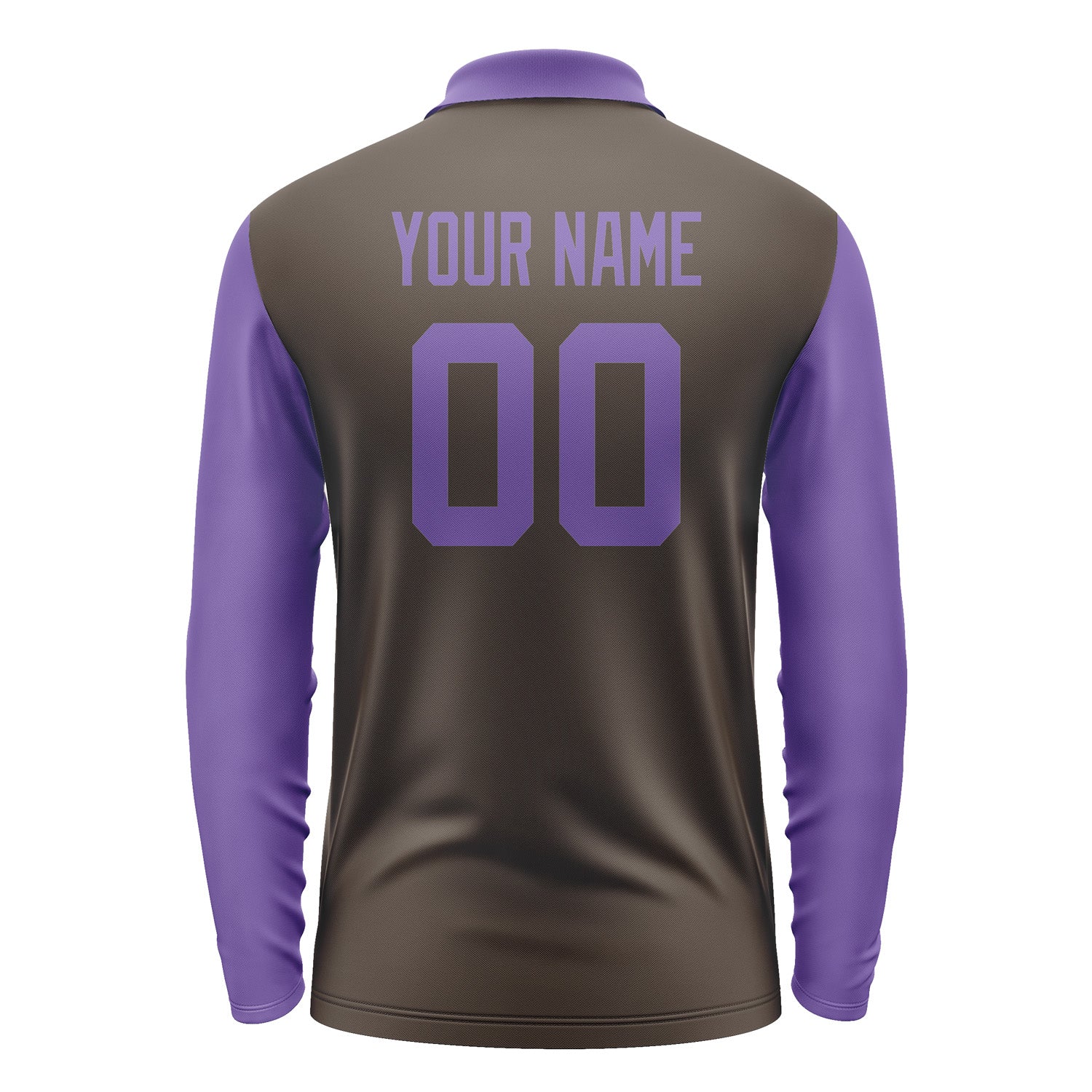 Custom Brown Light Purple Long Sleeve Polo Shirt Pl012323B123