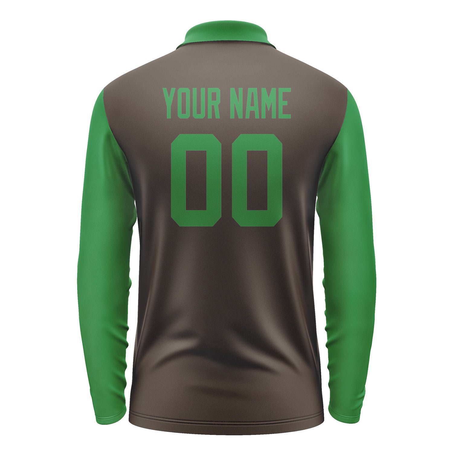Custom Brown Emerald Green Long Sleeve Polo Shirt Pl012424B124