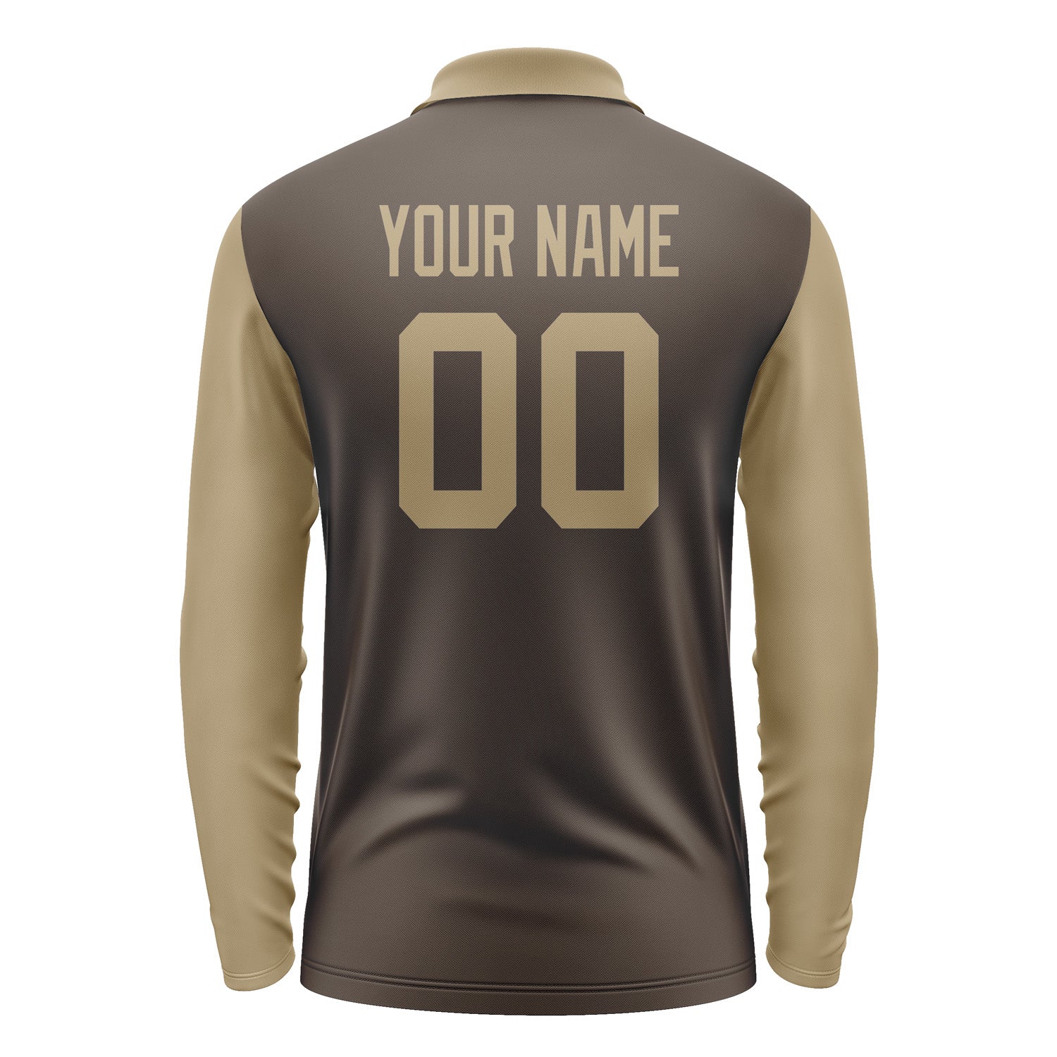 Custom Brown Light Khaki Long Sleeve Polo Shirt Pl012525B125