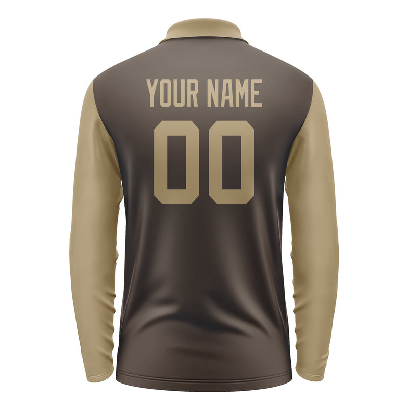 Custom Brown Light Khaki Long Sleeve Polo Shirt Pl012525B125