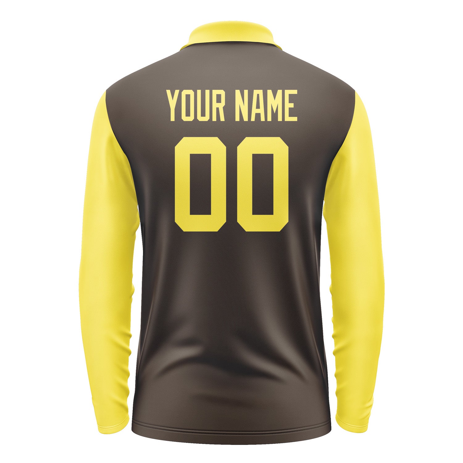 Custom Brown Light Yellow Long Sleeve Polo Shirt Pl012626B126