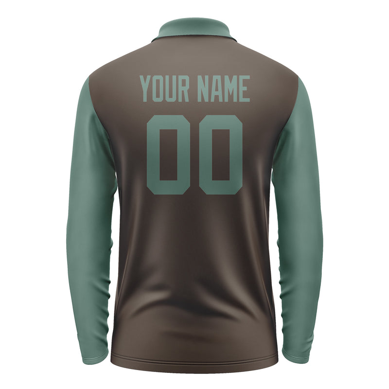 Custom Brown Blue Green Long Sleeve Polo Shirt Pl012727B127