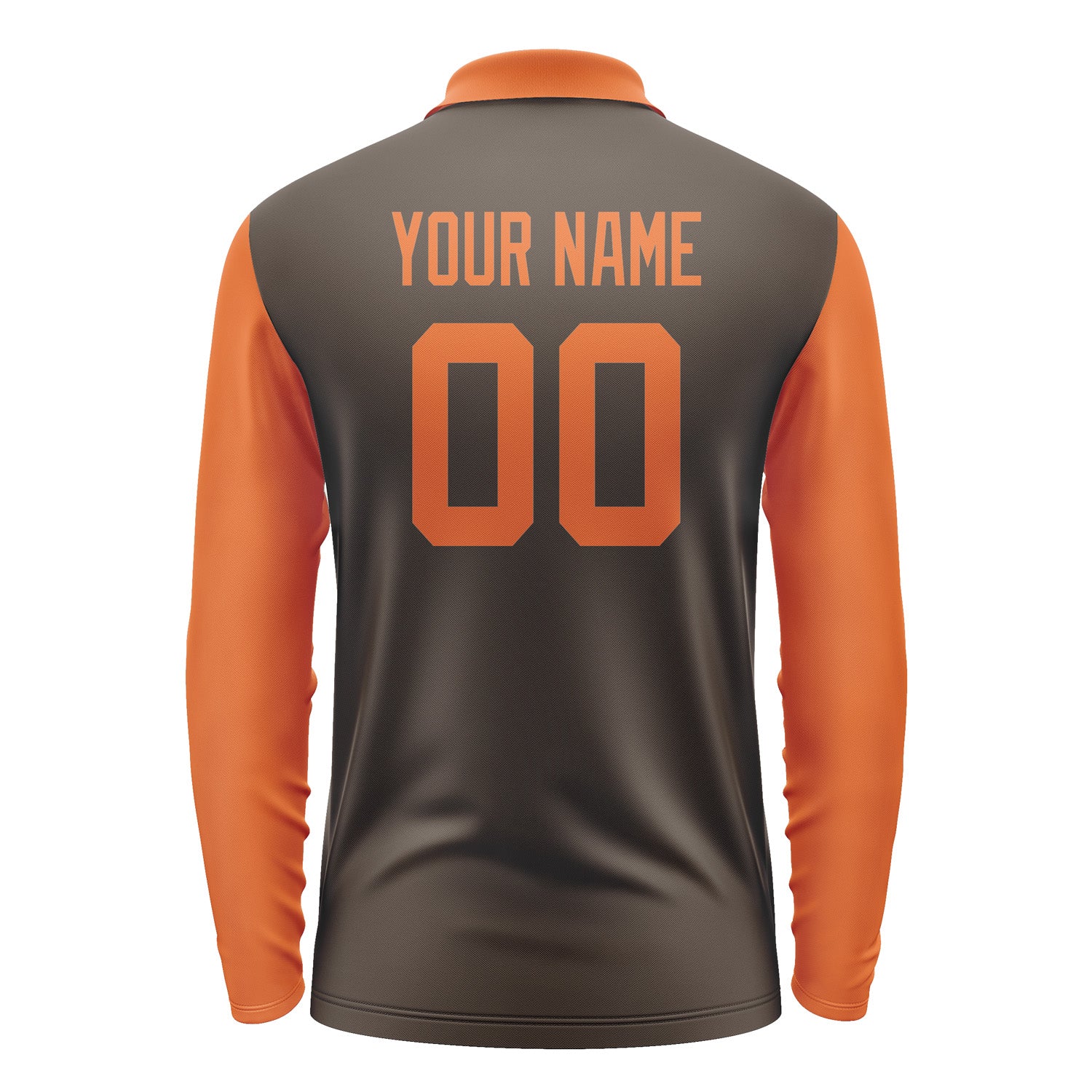 Custom Brown Orange Long Sleeve Polo Shirt Pl012828B128