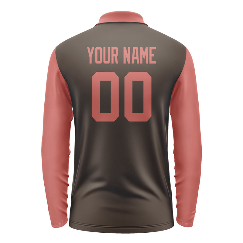 Custom Brown Copper Rose Long Sleeve Polo Shirt Pl012929B129
