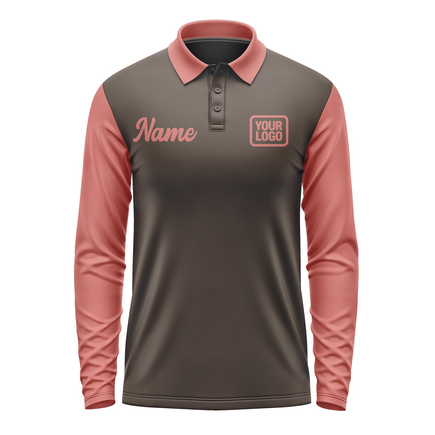 Custom Brown Copper Rose Long Sleeve Polo Shirt Pl012929B129