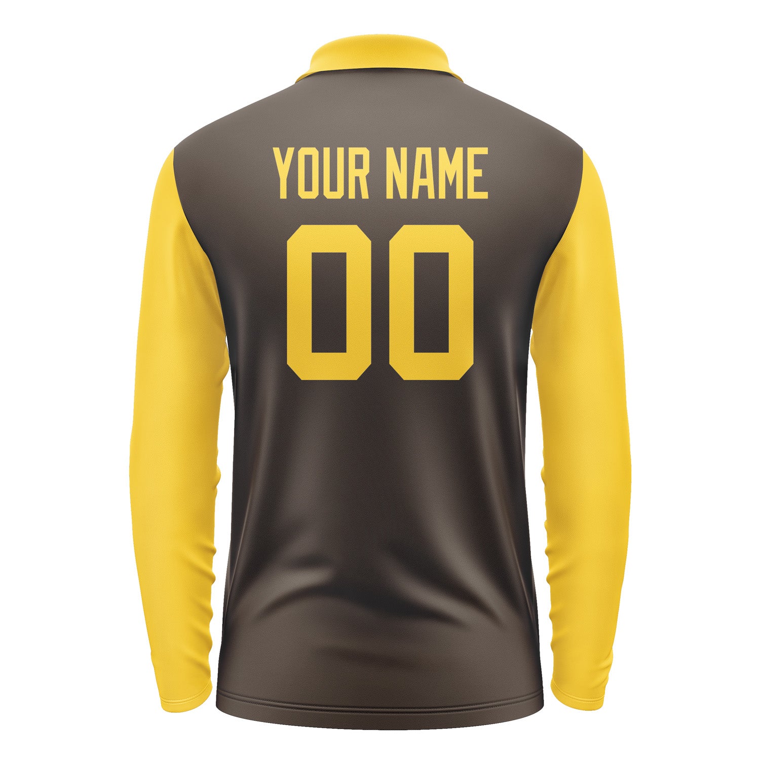 Custom Brown Gold Long Sleeve Polo Shirt Pl013030B130