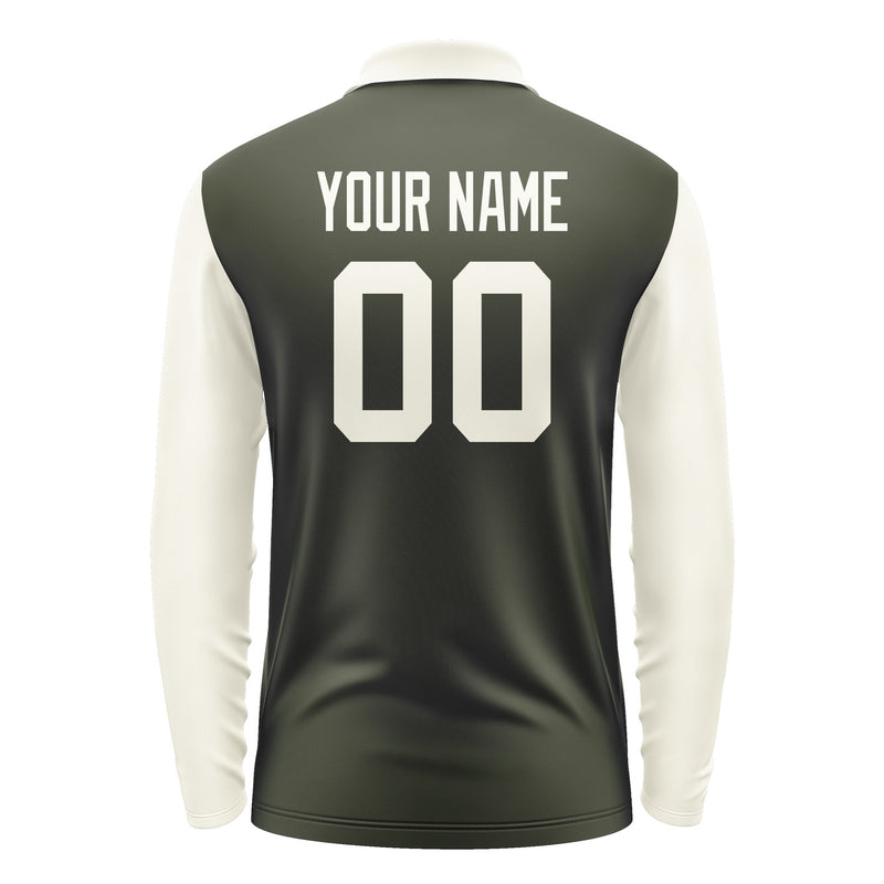 Custom Olive Cream Long Sleeve Polo Shirt Pl020303B103