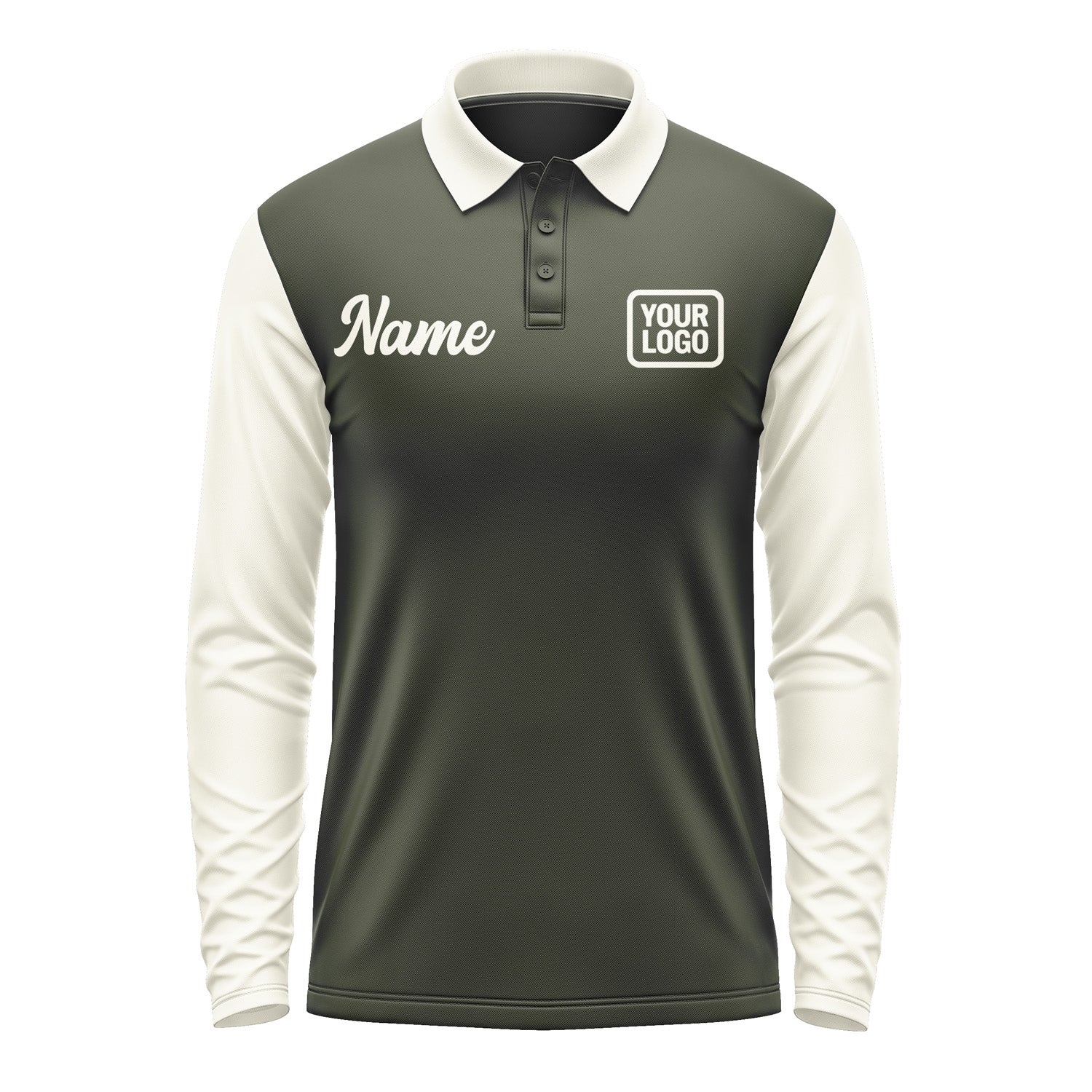 Custom Olive Cream Long Sleeve Polo Shirt Pl020303B103
