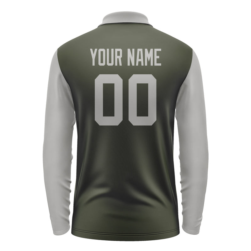 Custom Olive Gray Long Sleeve Polo Shirt Pl020404B104