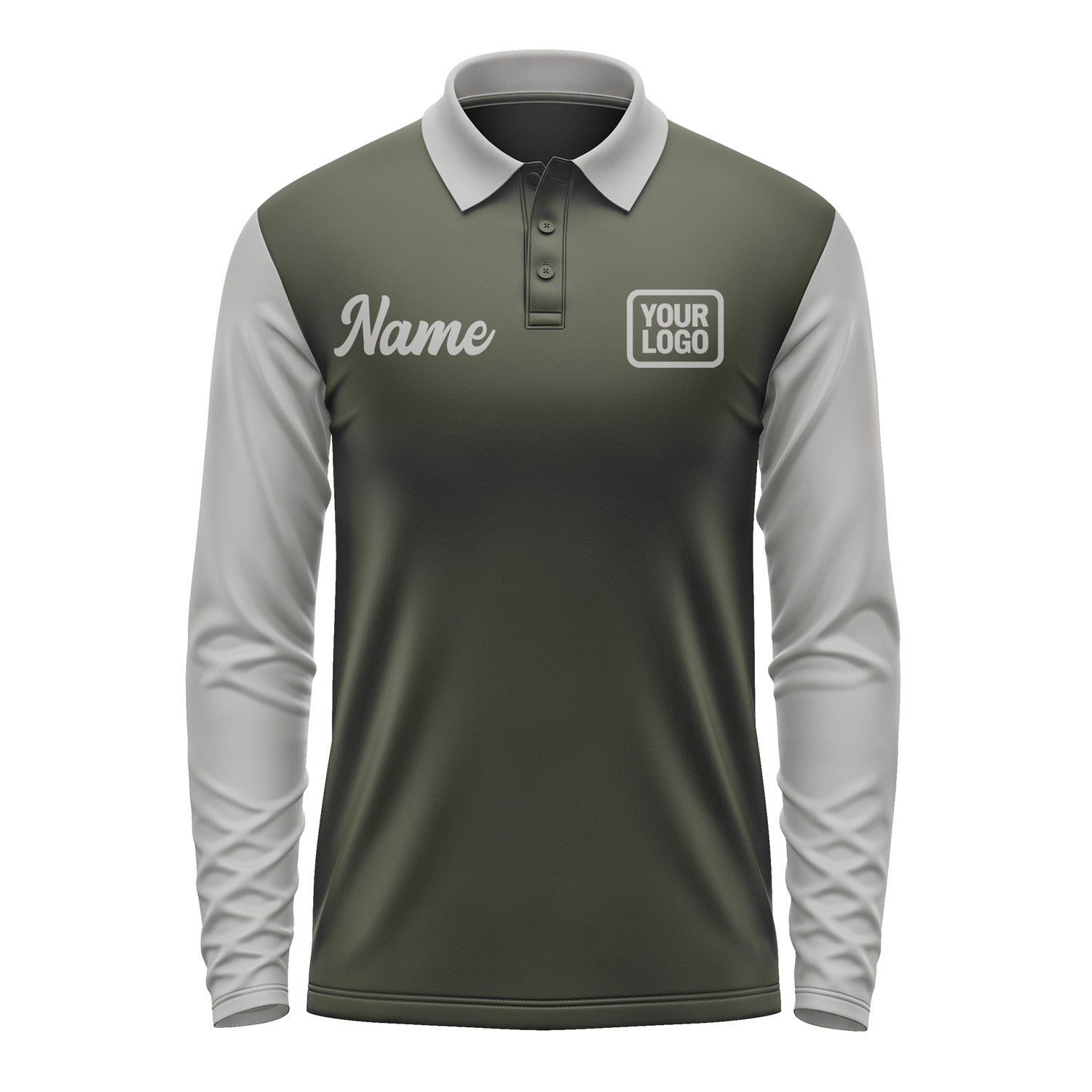Custom Olive Gray Long Sleeve Polo Shirt Pl020404B104