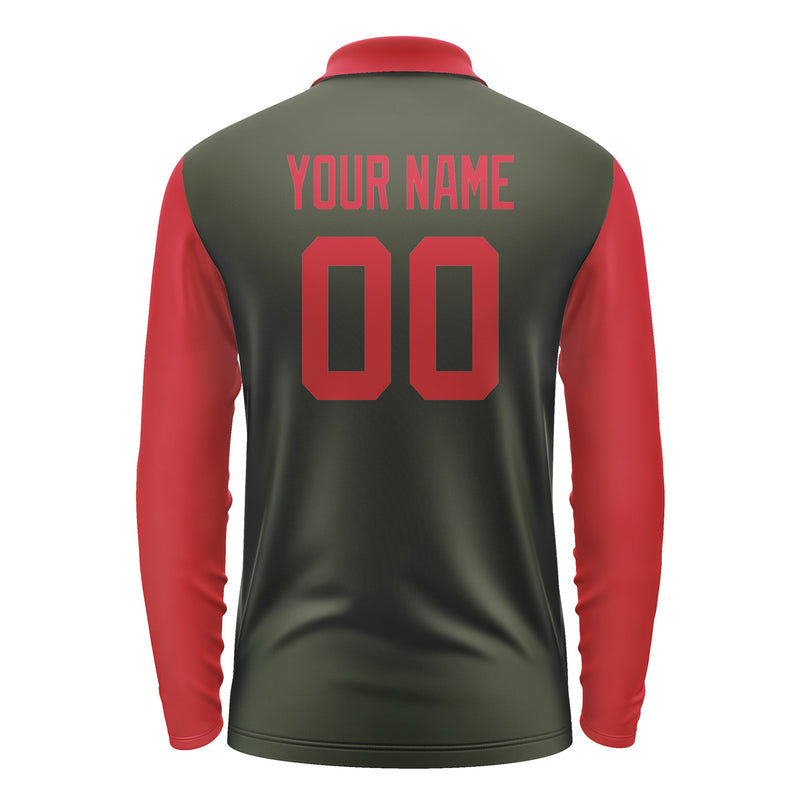 Custom Olive Red Long Sleeve Polo Shirt Pl021414B114
