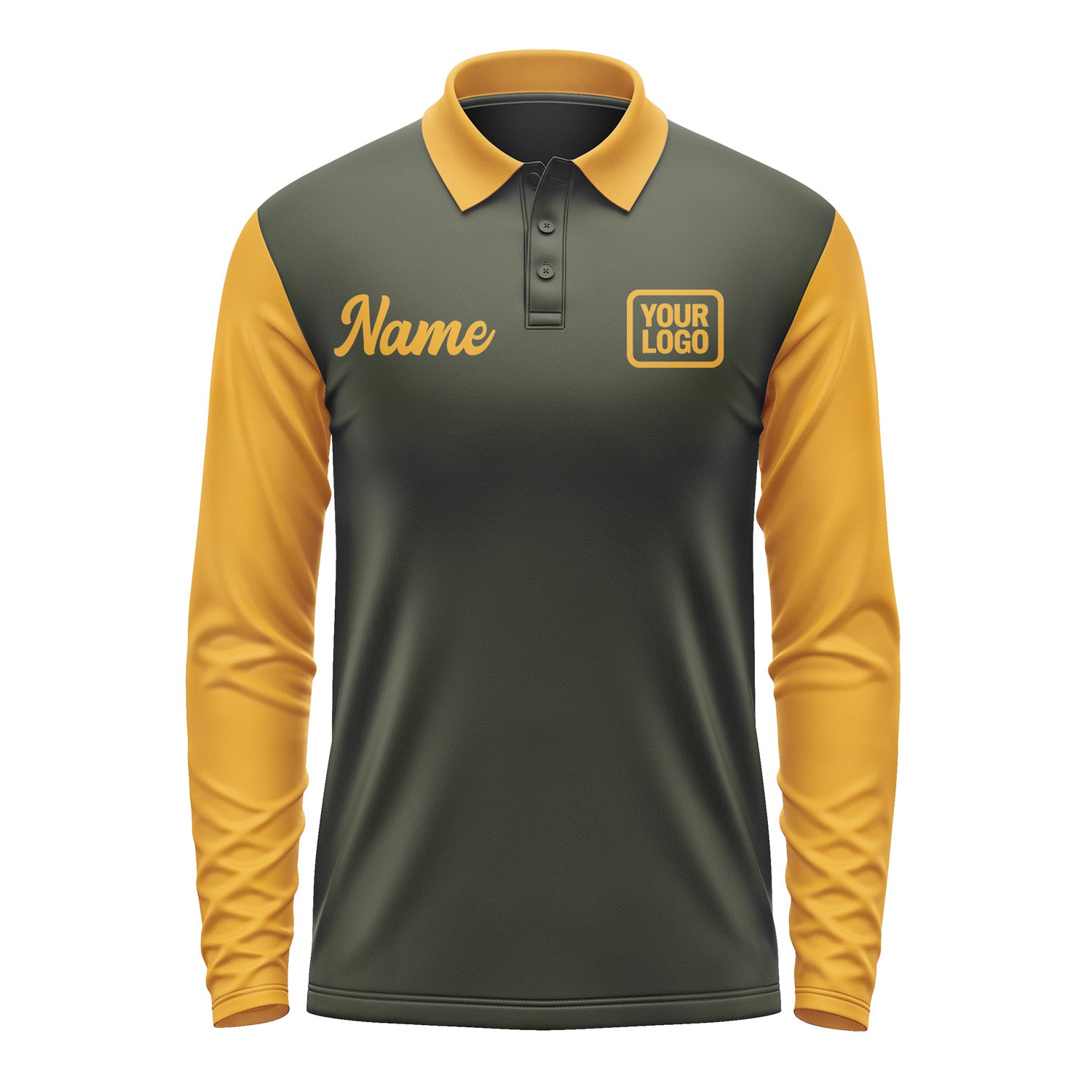 Custom Olive Yellow Long Sleeve Polo Shirt Pl021919B119