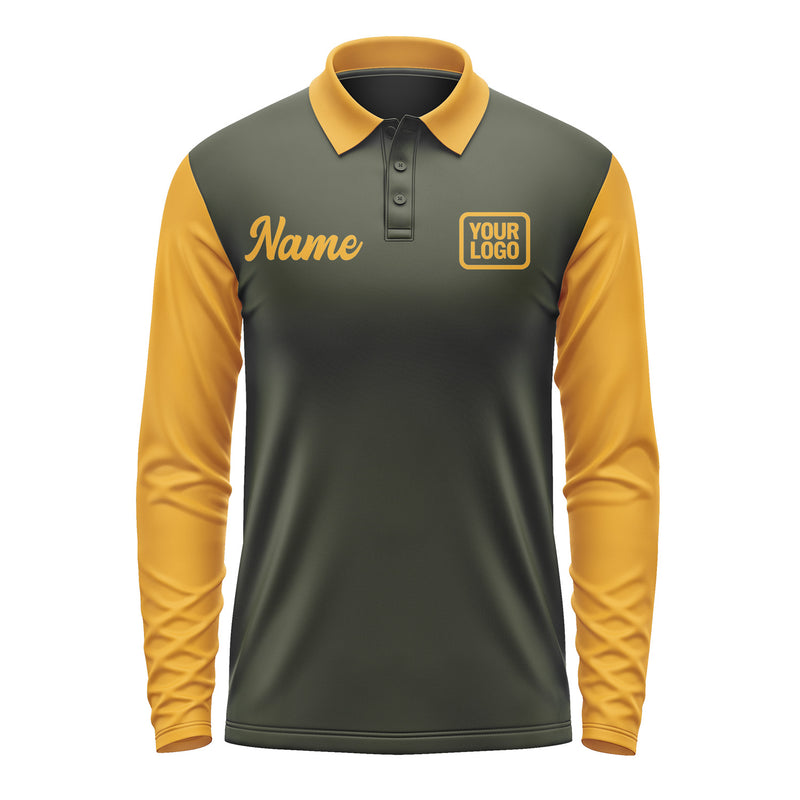 Custom Olive Yellow Long Sleeve Polo Shirt Pl021919B119