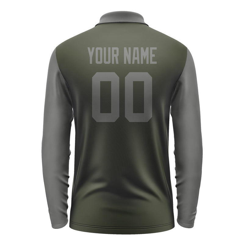 Custom Olive Dark Grey Long Sleeve Polo Shirt Pl022020B120