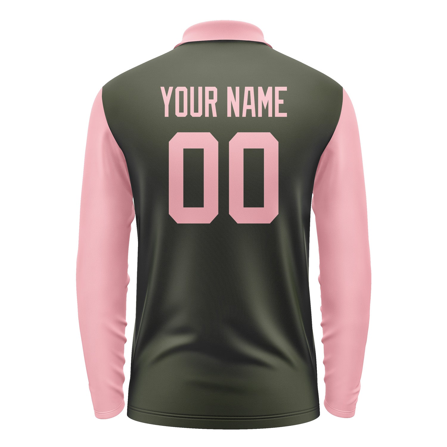 Custom Olive Light Pink Long Sleeve Polo Shirt Pl022121B121